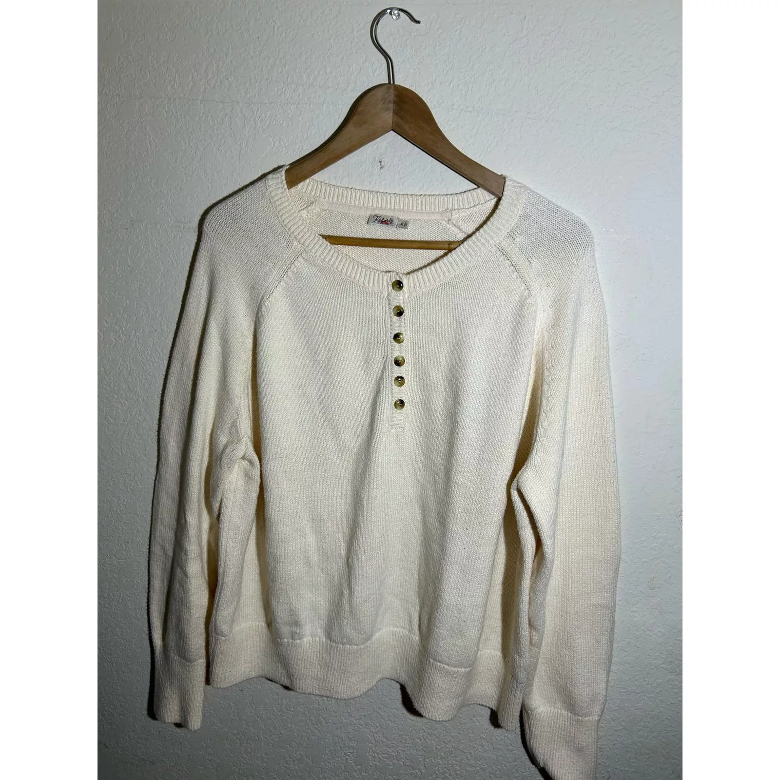 Faherty Sweaters Faherty Cozy Cotton Henley Sweater In Beige Size XL