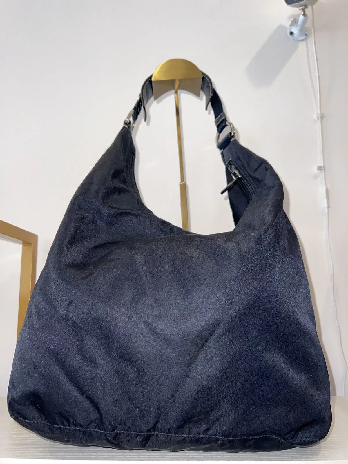 Prada Shoulder Bags PRADA Tessuto Nylon Hobo Navy Blue Shoulder Bag Handbag
