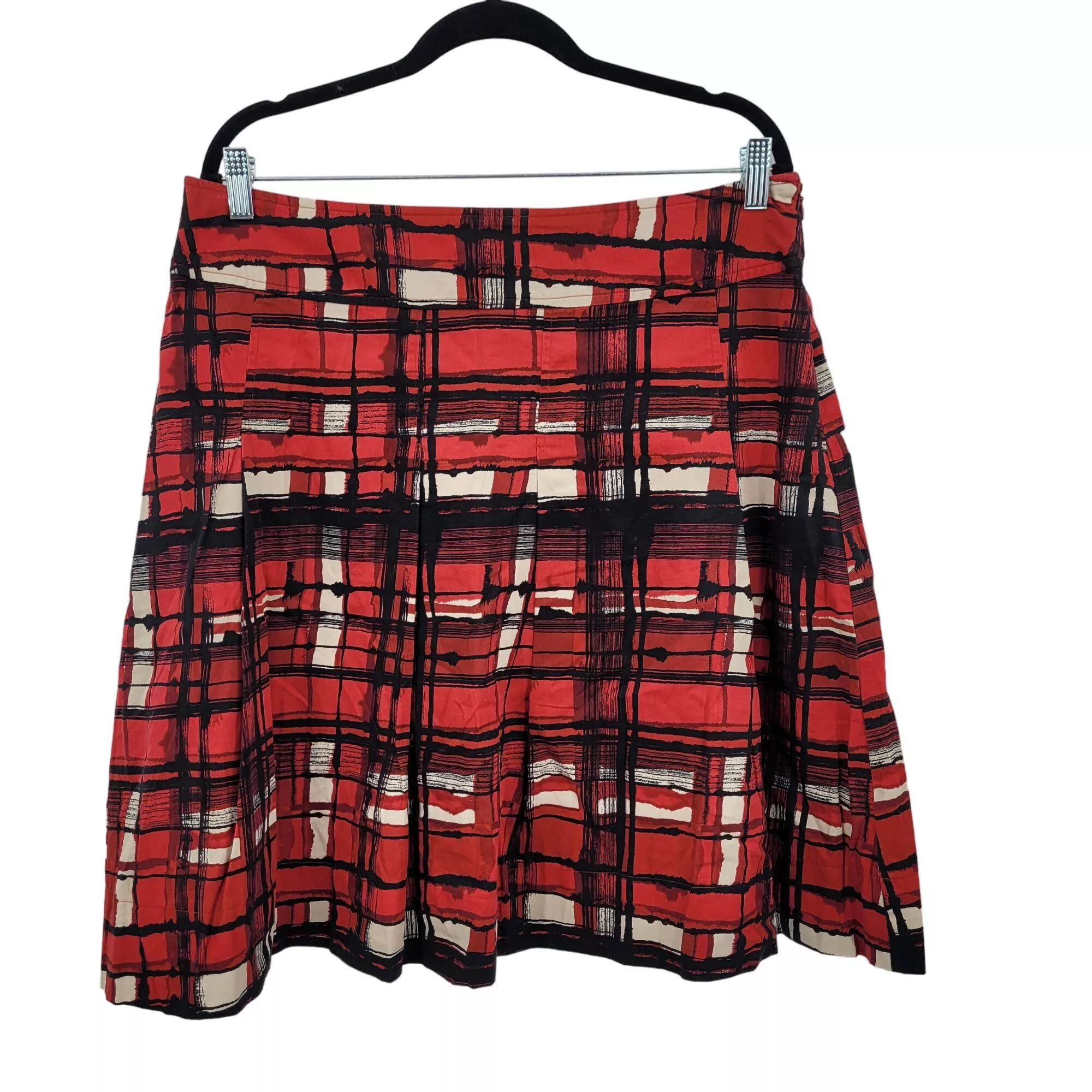 Vintage Mini Skirts Vintage 90s New York & Company Skirt 14 Red Black Plaid Pleated