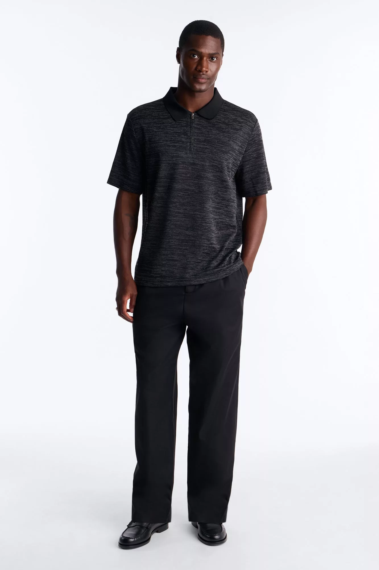 Modern Quarter Zip Polo - Black