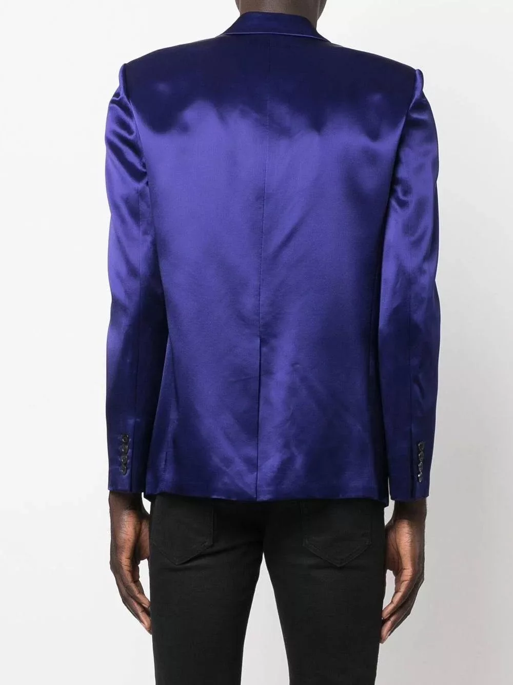 Saint Laurent Paris Light Jackets Saint Laurent Paris o1s1wg110724 Fitted Single-Breasted Jacket Shiny Royal Blue