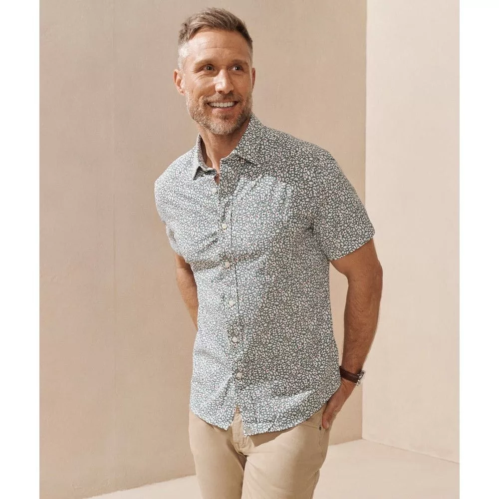 UNTUCKit Shirts Button Ups Untuckit Wrinkle-Free Performance Floral Palazette Shirt Green