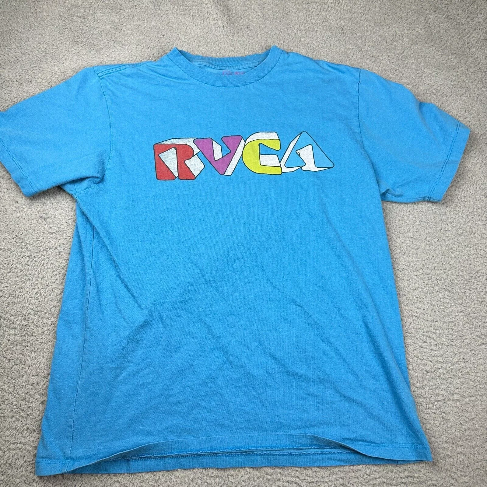 RVCA Short Sleeve T Shirts RVCA Special Edition Front Logo Graphics Pullover T-shirt Blue