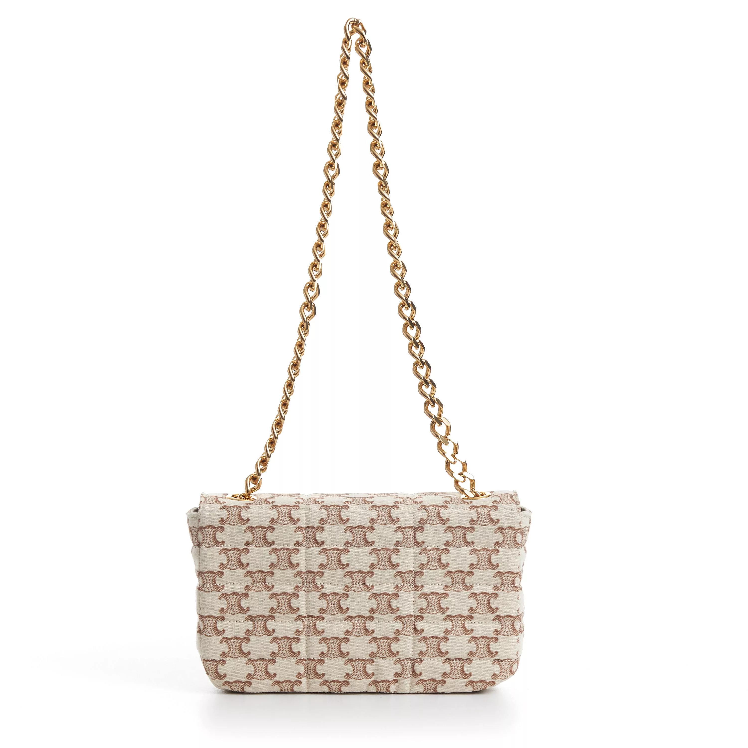 Celine Shoulder Bags Celine Chain Shoulder Bag - Matelasse - Triomphe Canvas Print White Luxury