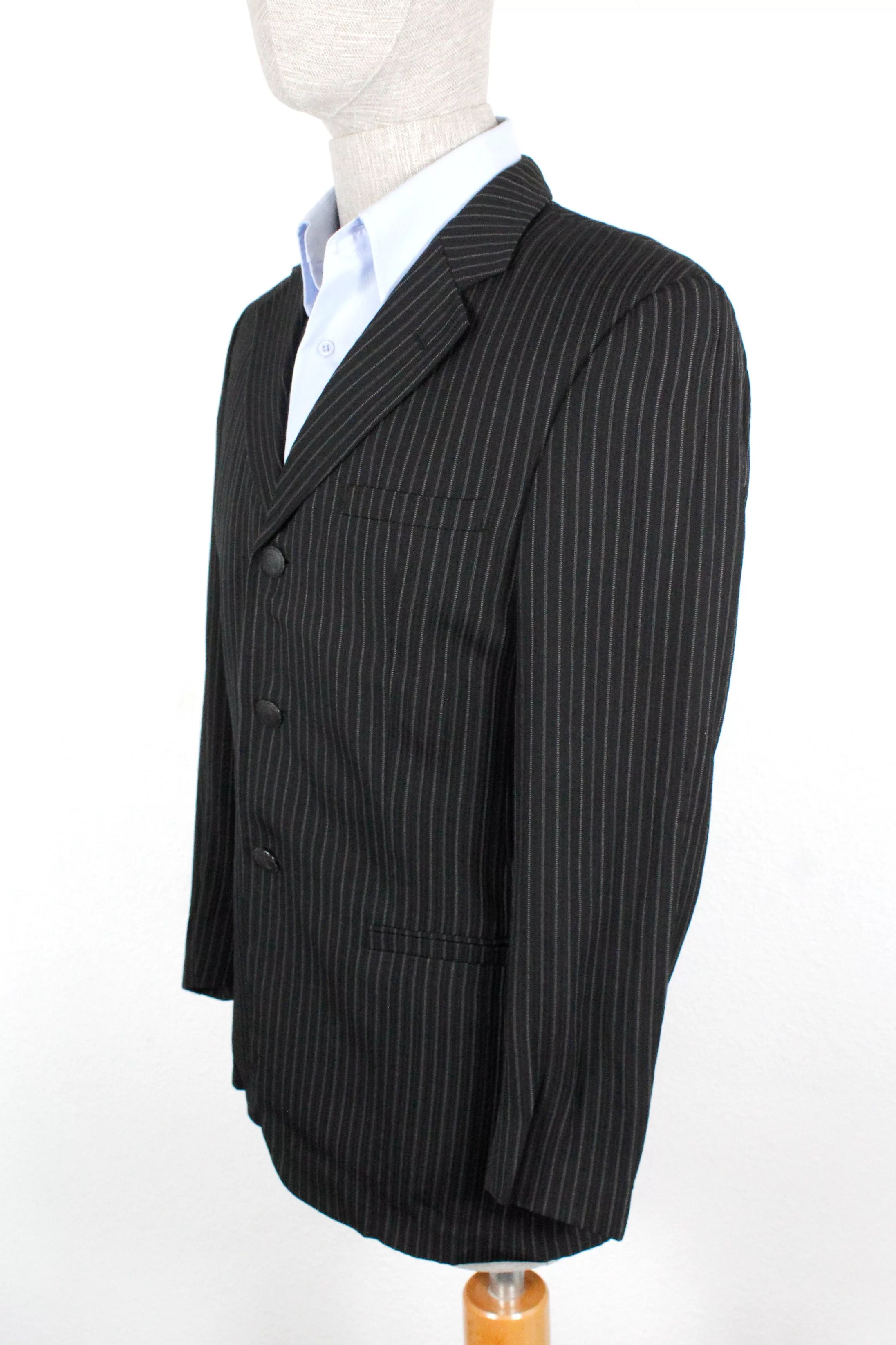 Versace Light Jackets Vintage Versace Classic V2 Striped Knit Black Blazer Jacket Luxury