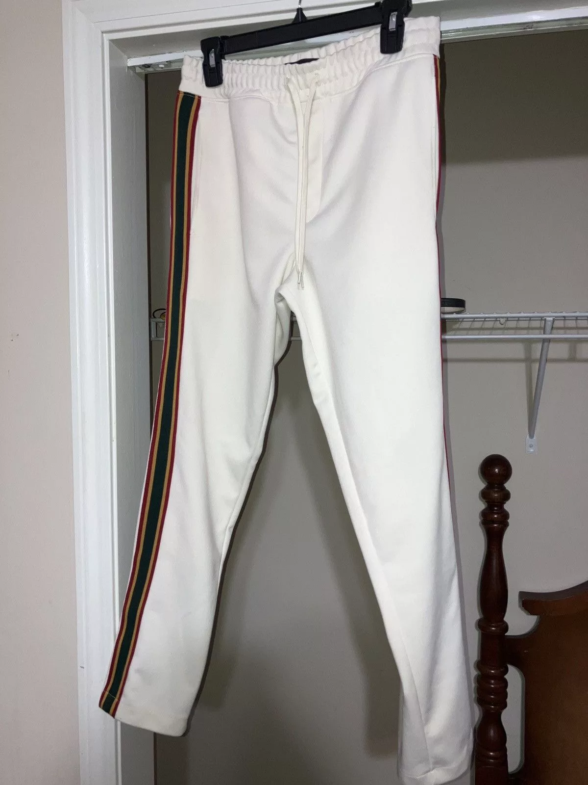 Pacsun Casual Pants Pacsun CRÈME RED GREEN GOLD TRACK PANTS White