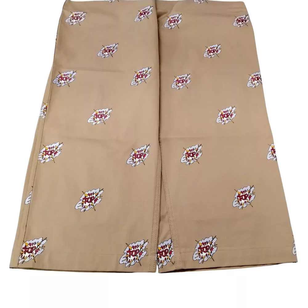 Comme des Garcons Cropped Pants Printed Pattern Cotton Beige