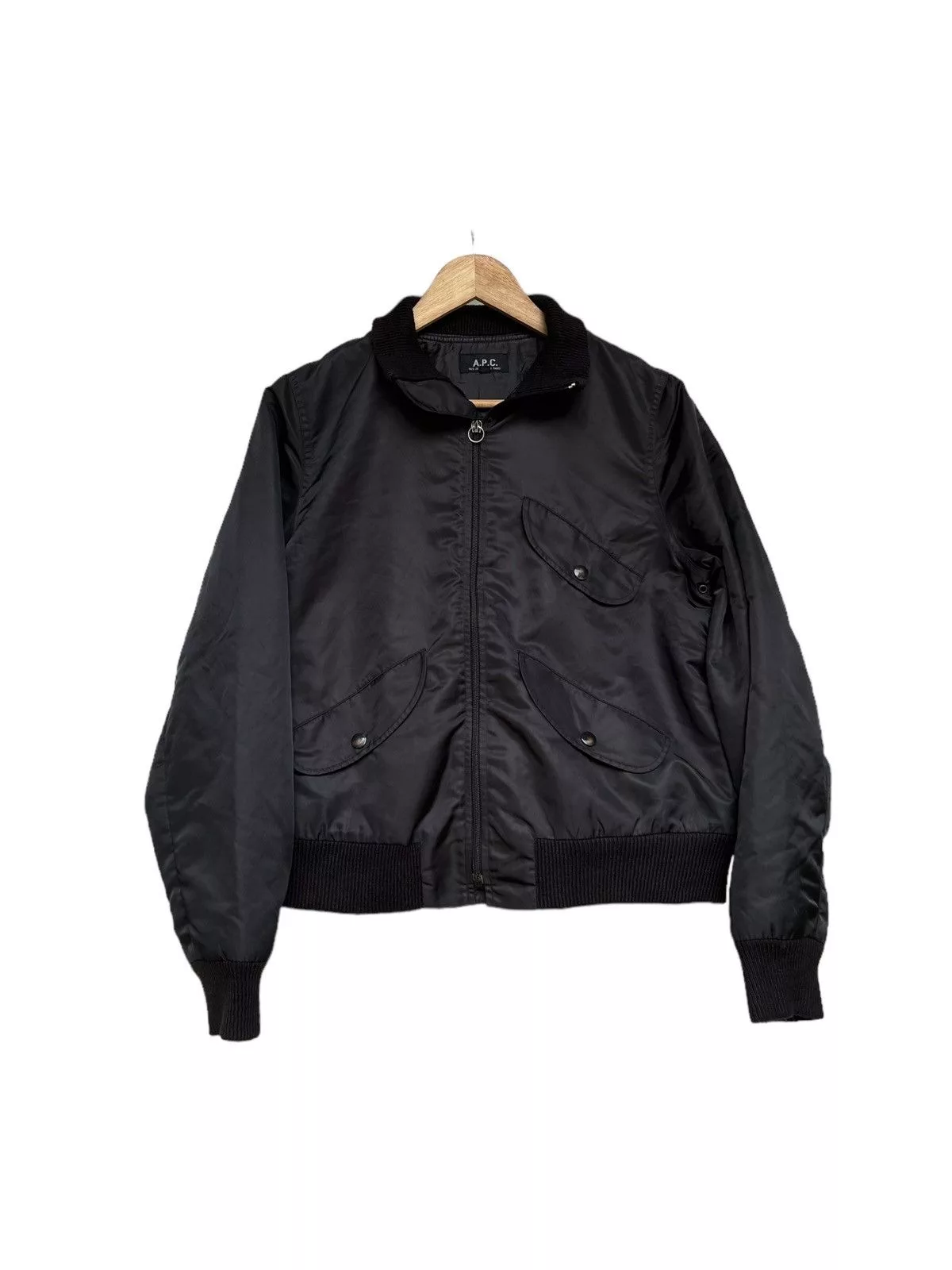 A.P.C. Bombers A.P.C. × Japanese Brand A.P.C Bomber Jacket Like Punk Rock Style ☠️ Black Streetwear