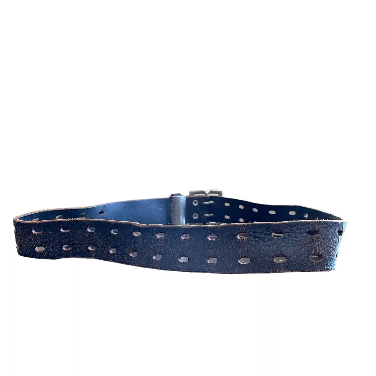 Leather Belts Leather × Vintage Vintage Distressed Grunge Styled Leather Belt Black Avant-Garde