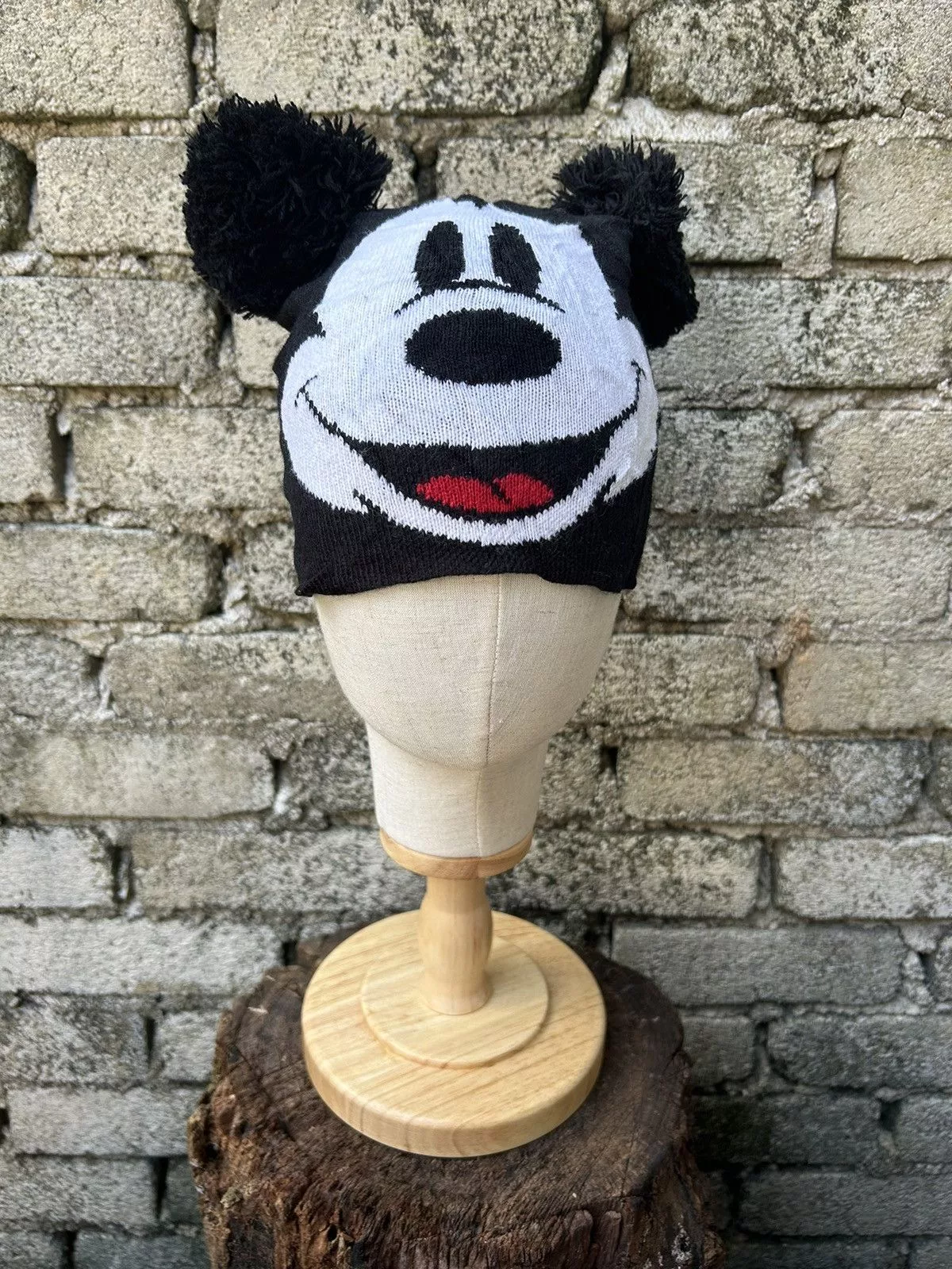 Mickey Mouse Hats Mickey Mouse × Other Bunny Horn devil Mickey beanie hats Black Streetwear