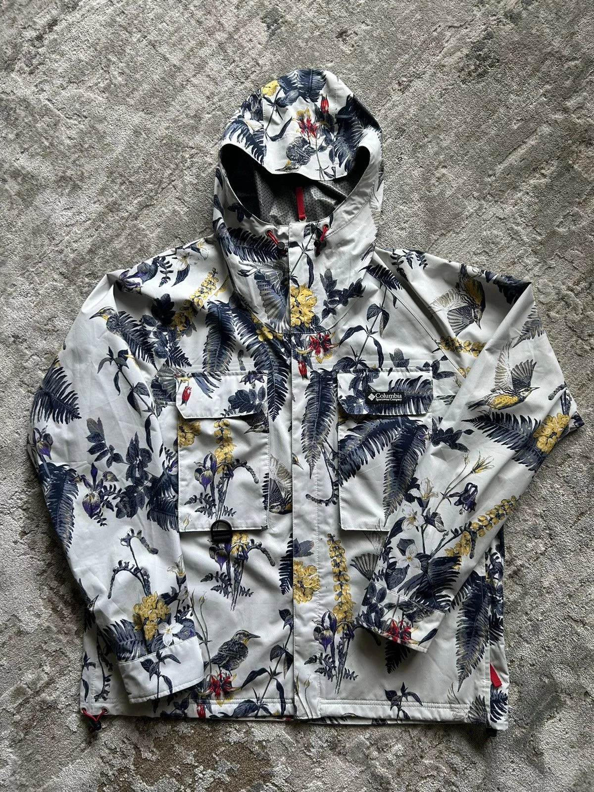 Columbia Raincoats Columbia Omni-Tech Rain Jacket - White & Floral Men’s L