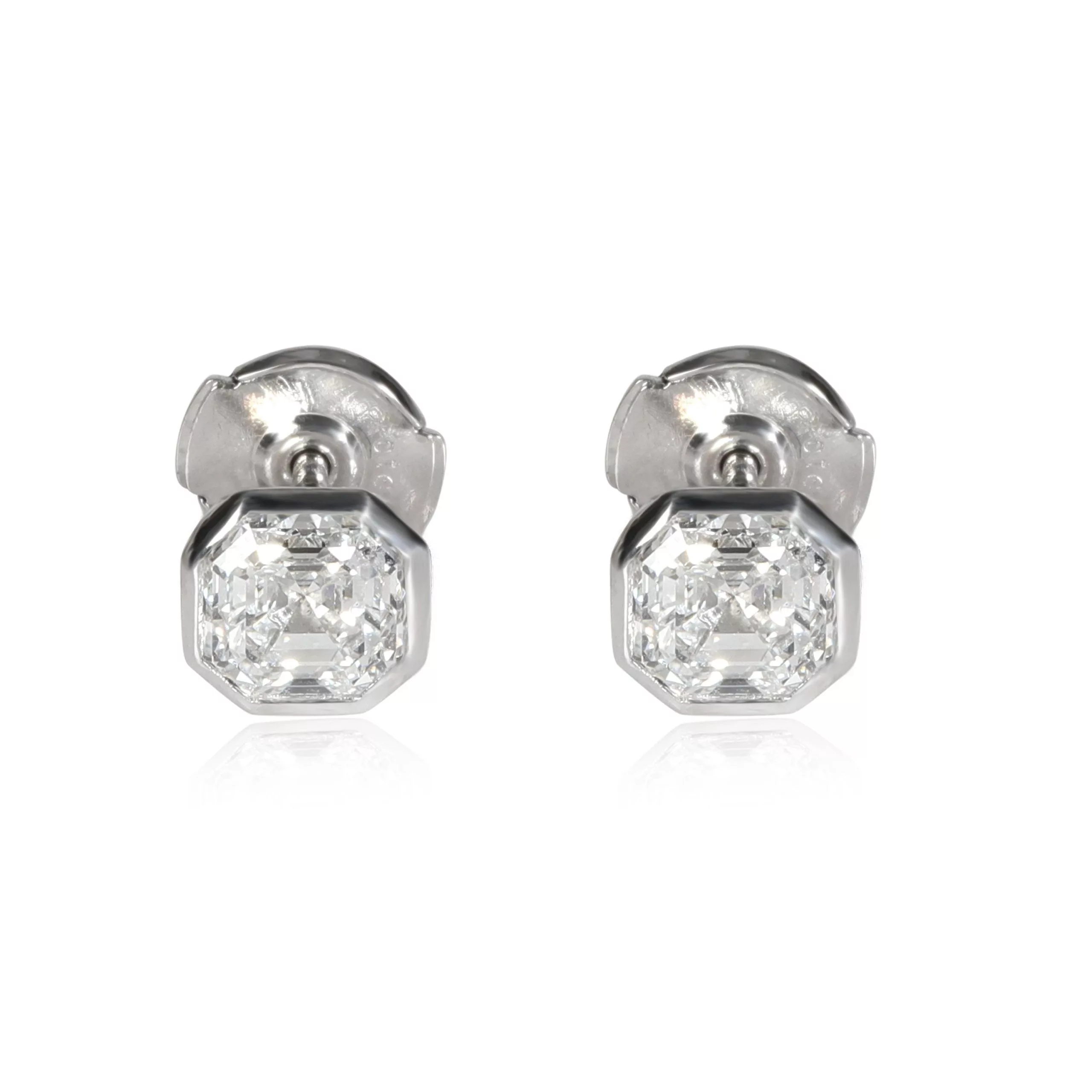 Other Rings Other Bezel Set Asscher Diamond Stud Earring in Platinum 1.40 CTW Gold