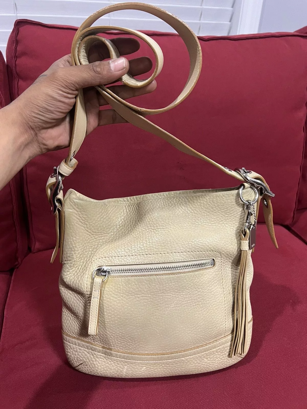Coach Bags Luggage Coach × Vintage Coach Leather Shoulder Bag Beige