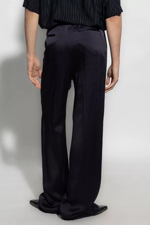 Saint Laurent Paris Casual Pants Saint Laurent Paris o1s1wg110724 Flared Pants in Crepe Satin in Navy Blue