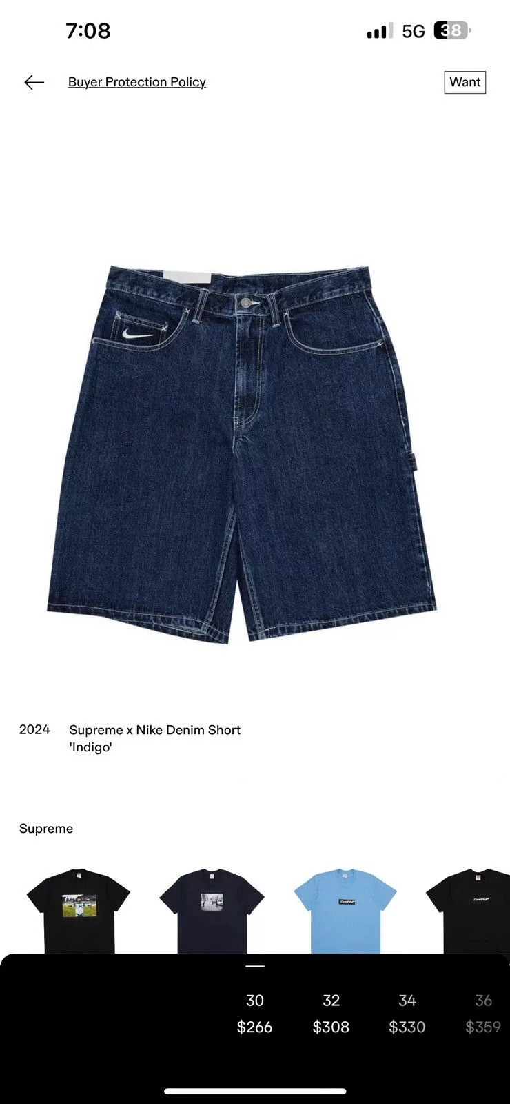 Nike × Supreme Supreme x Nike Denim Short 'Indigo' Blue