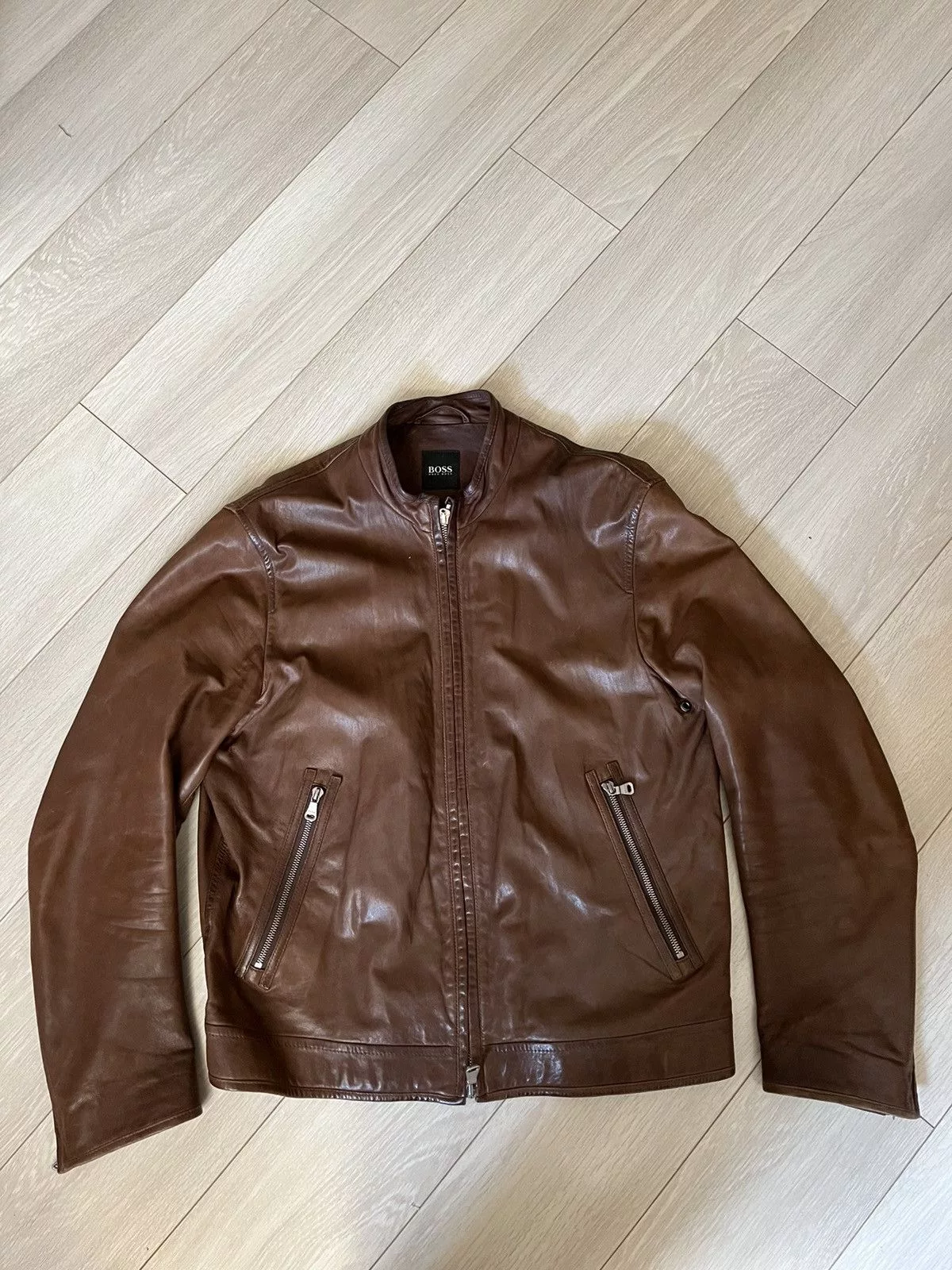 Hugo Boss Leather Jackets HUGO BOSS LEATHER JACKET Brown