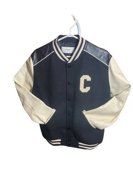 Celine Leather Jackets (52) CELINE Classic Teddy Varsity Jacket in Textured Wool Black