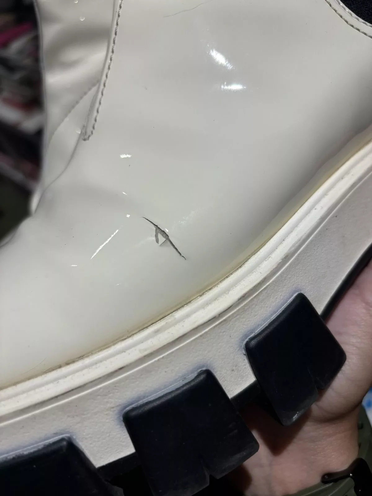 Prada Boots Prada Platform Patent Leather Chelsea Boots White
