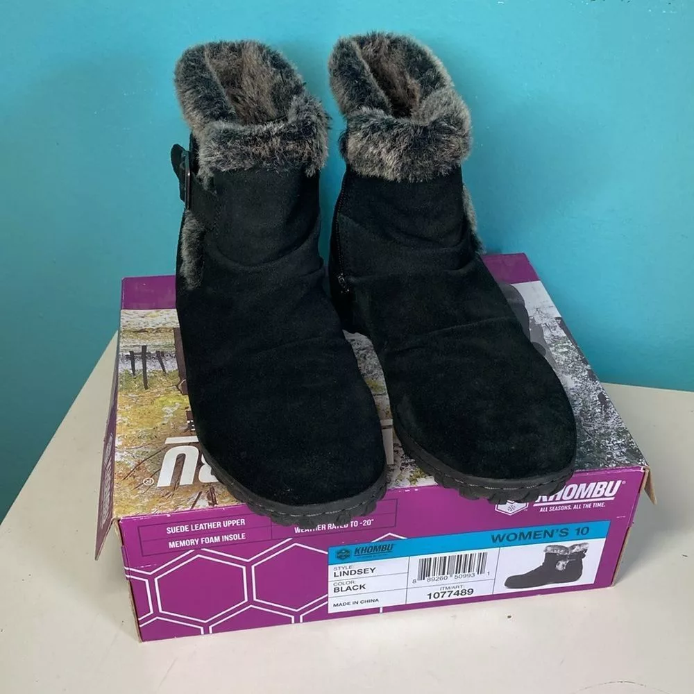 Other Boots Other Khombu Lindsay Black Leather Ankle Boots Size 10