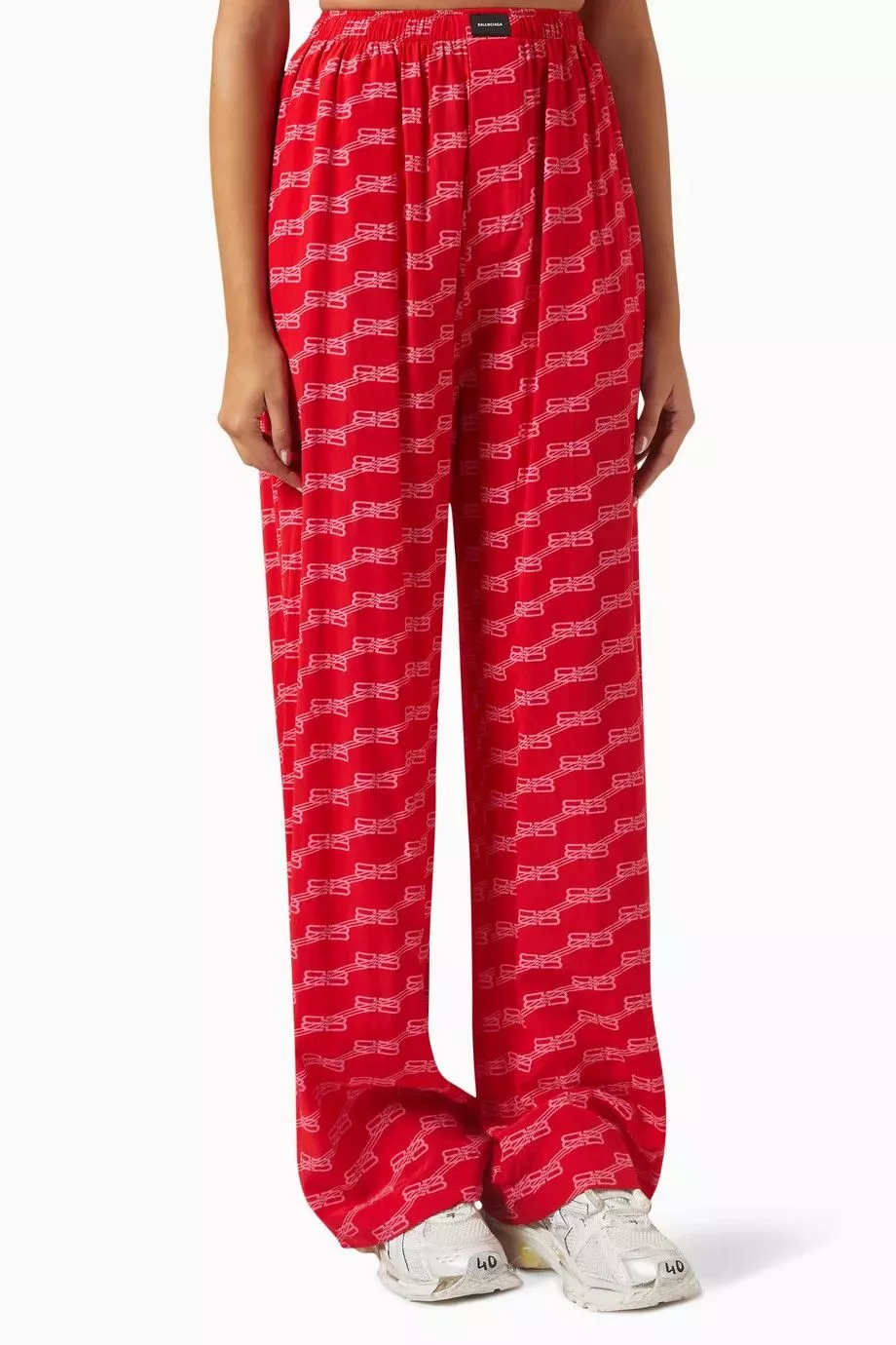 Balenciaga Pants Balenciaga o1s1wg110624 BB Monogram Pyjama Pants in Red