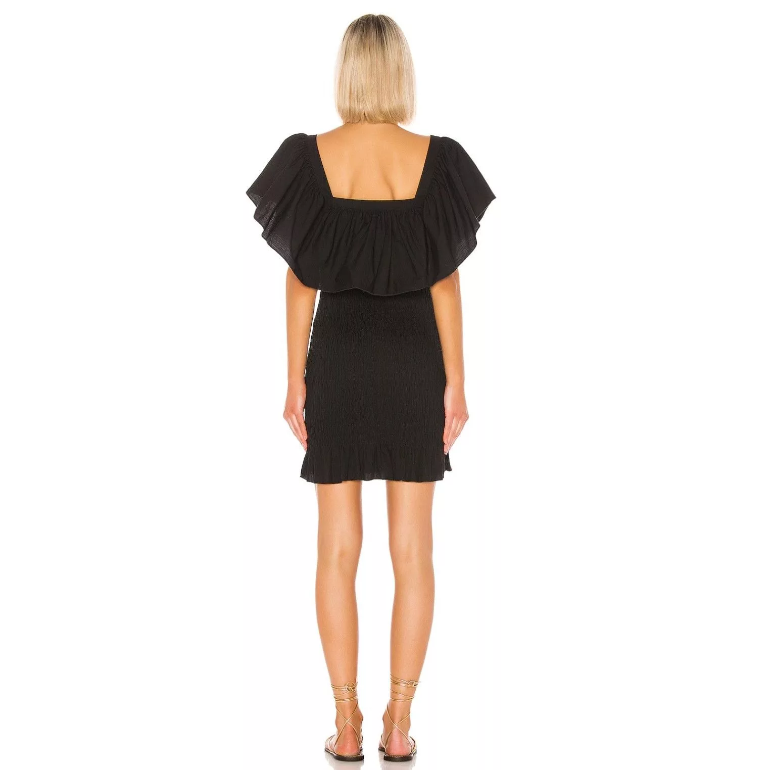 Solid & Striped Mini Dresses Solid & Striped Smocked Ruffle Dress Size Small Black