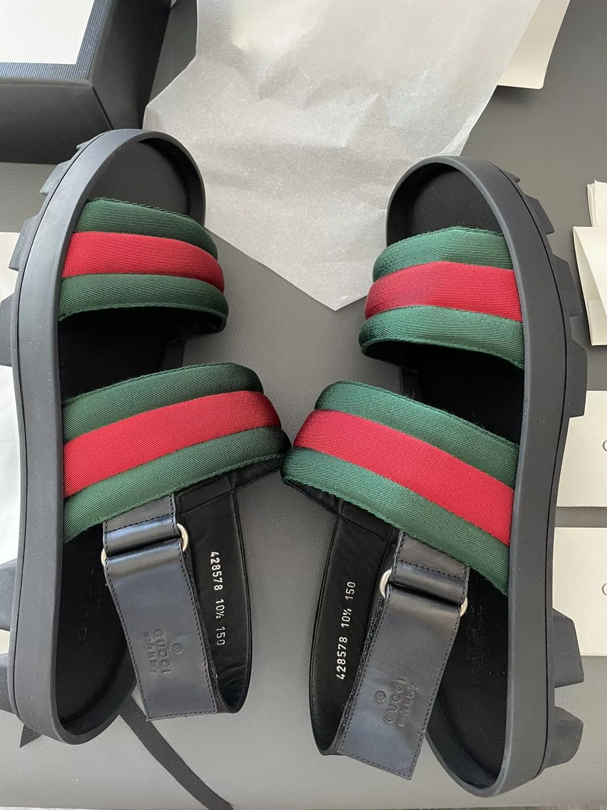 Gucci Sandals Rare Super Runway Iconic Gucci Tri Color Sandal Slides Shoes Multi