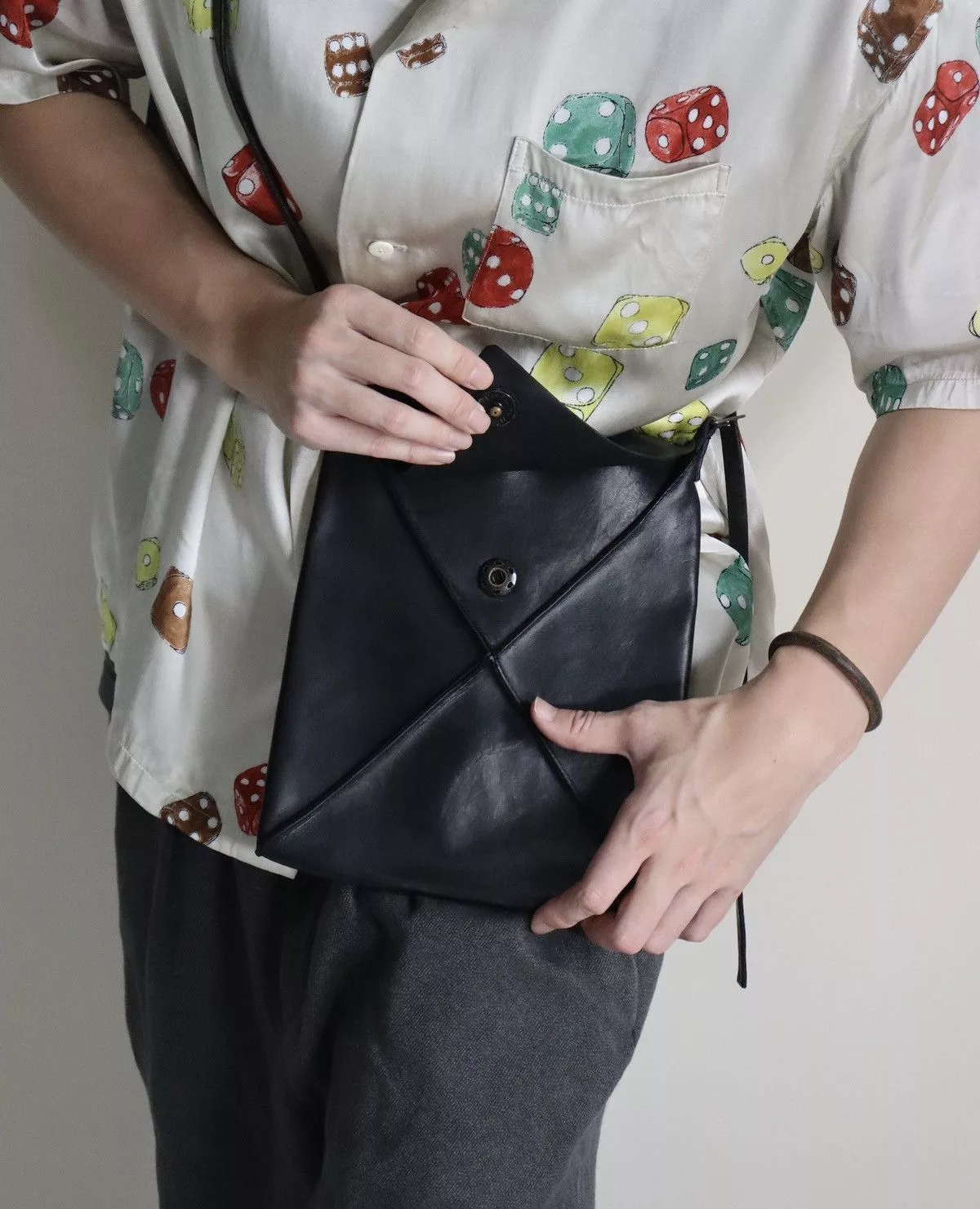 Ma+ Bags Luggage Ma+ M.A+ maurizio amadei Envelope Leather Bag（Horsehide） Black