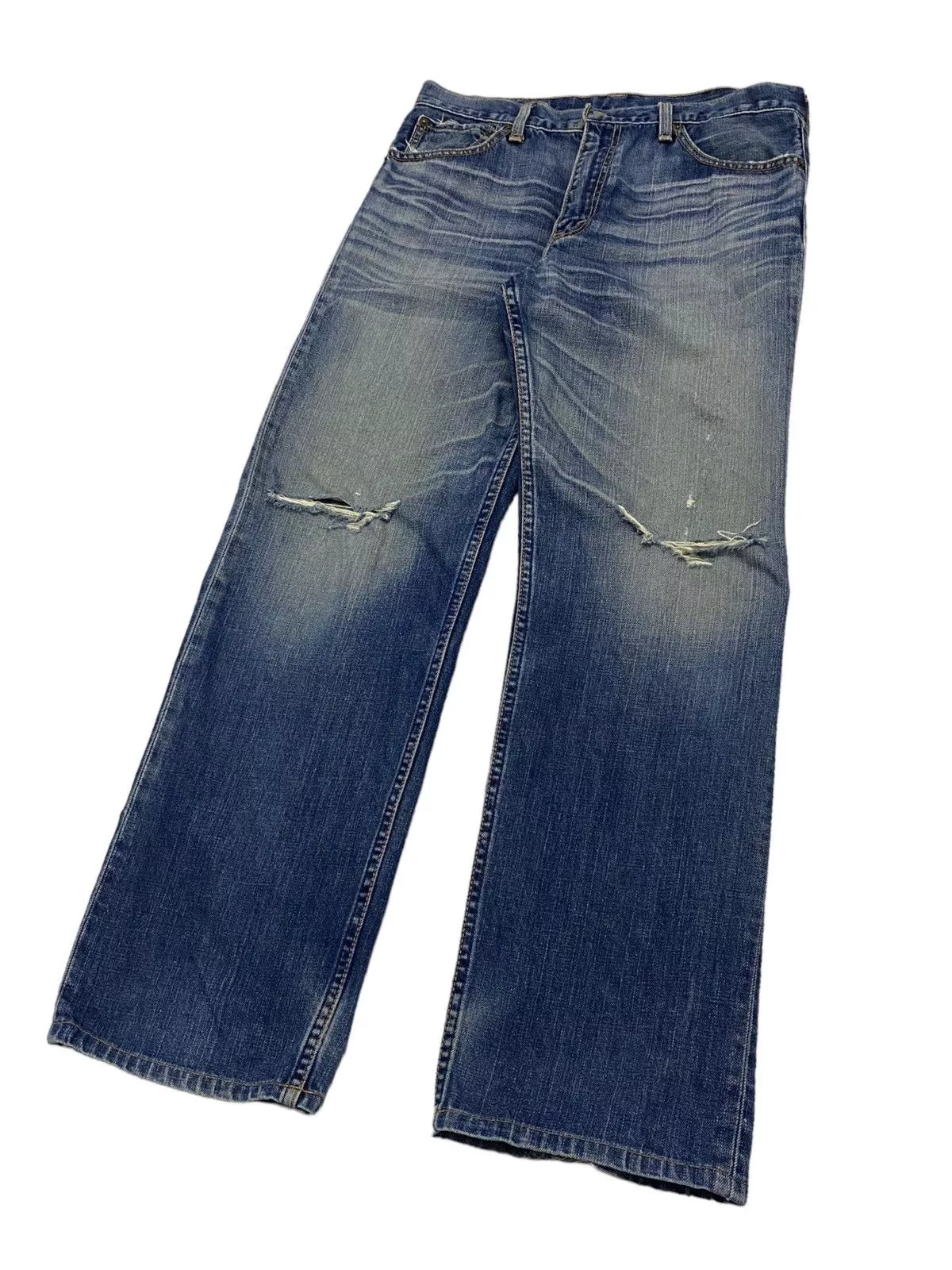 Levi's Denim Levi's Levis Strauss 703 Distressed Denim Blue Jean Mud Washed