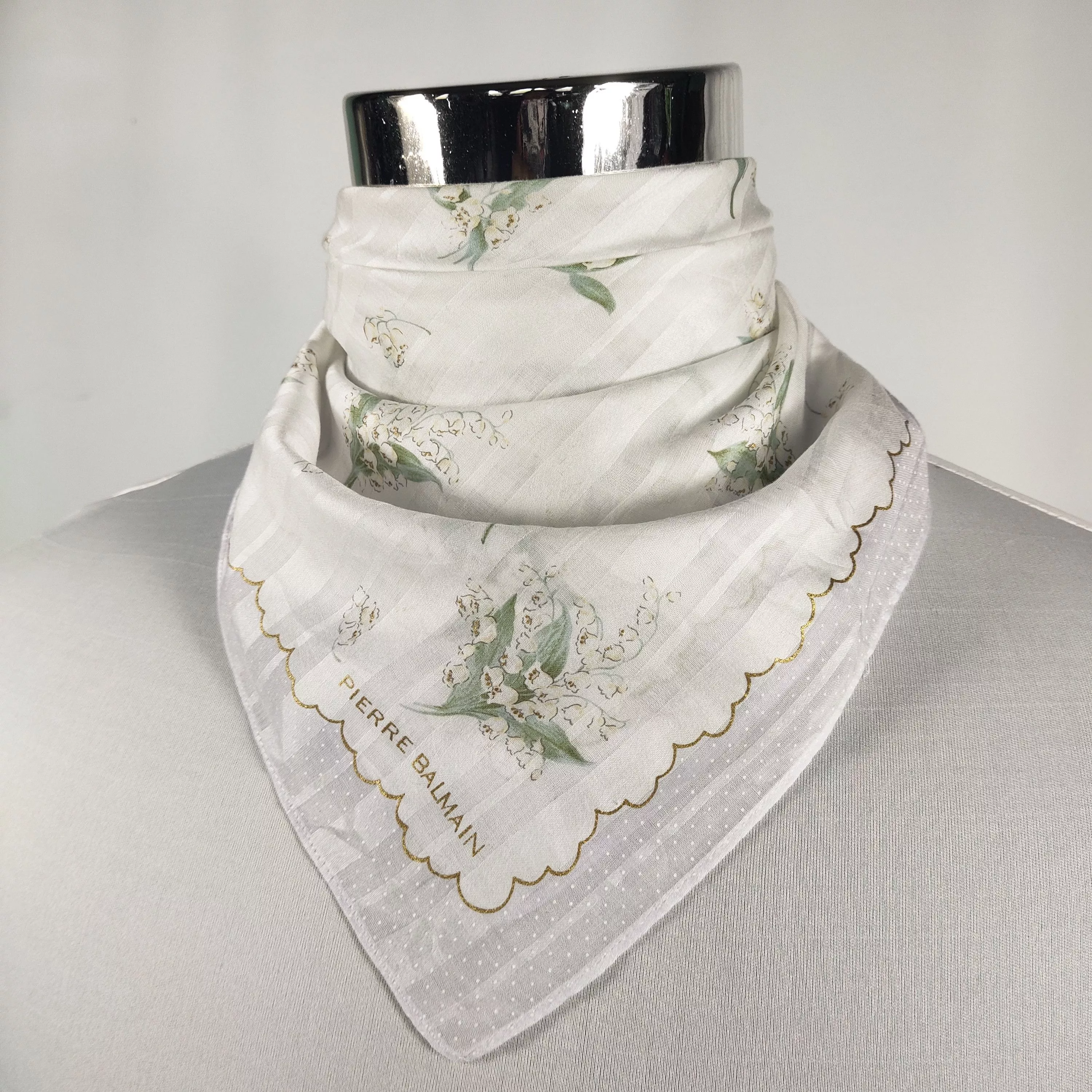 Pierre Balmain Ties Pocketsquares Pierre Balmain × Vintage Pierre Balmain Handkerchief / Neckerchief / Bandana FZ610 White