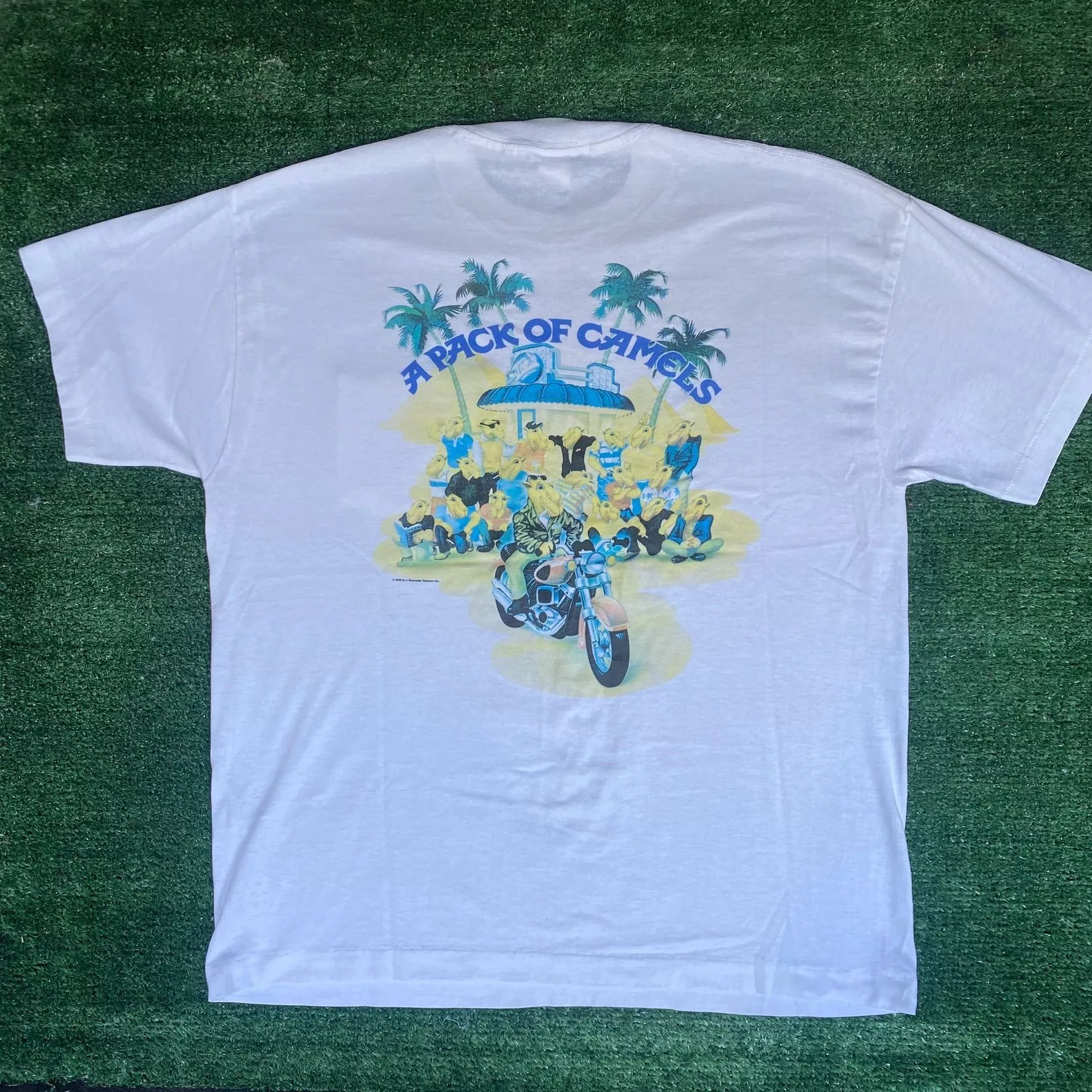 Camel Short Sleeve T Shirts Vintage 90s Camel Joe Shirt Motorcycle Single Stitch Tee White
