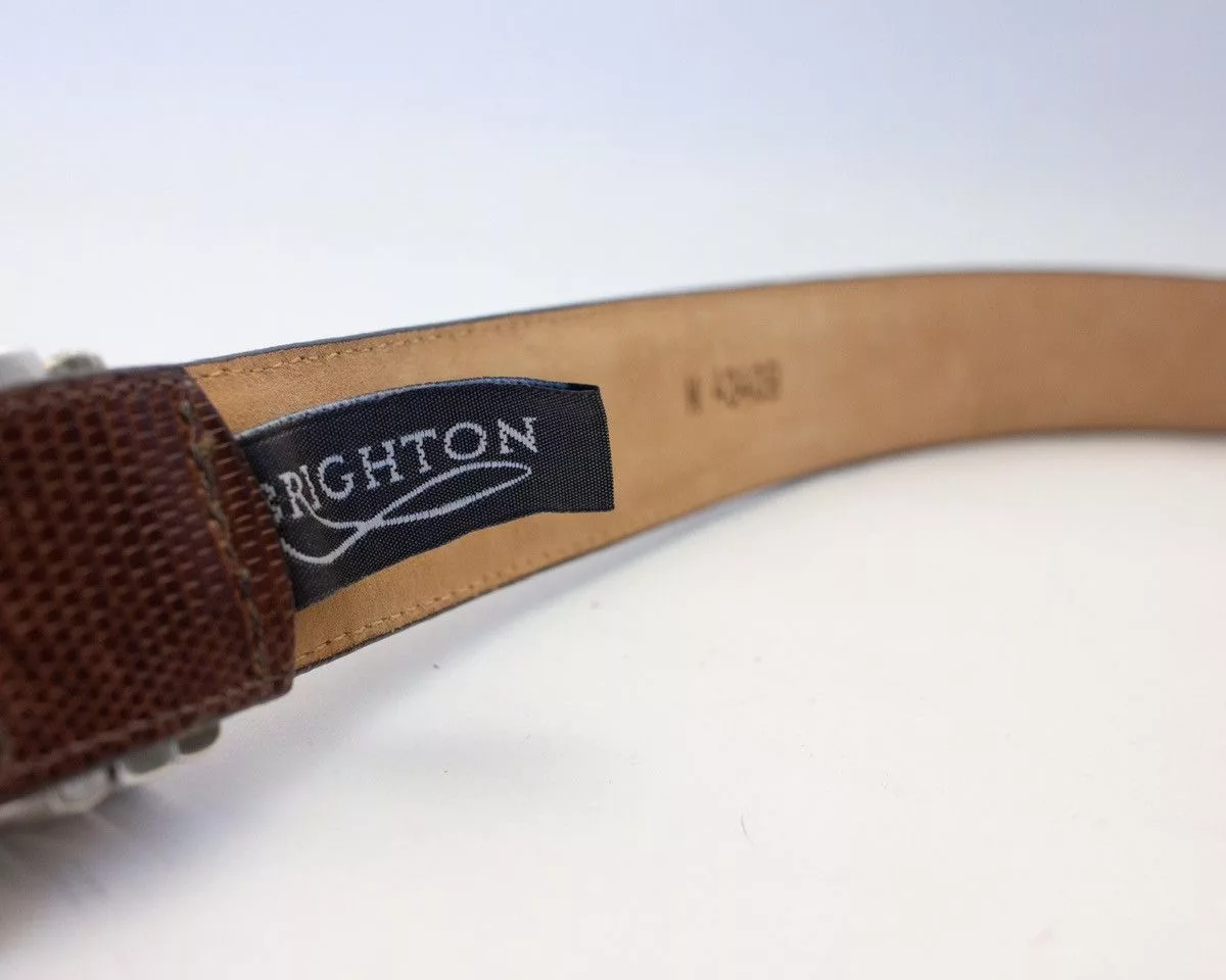 Brighton Belts Brighton Brown Leather Belt Snakeskin Pattern Silver Buckle