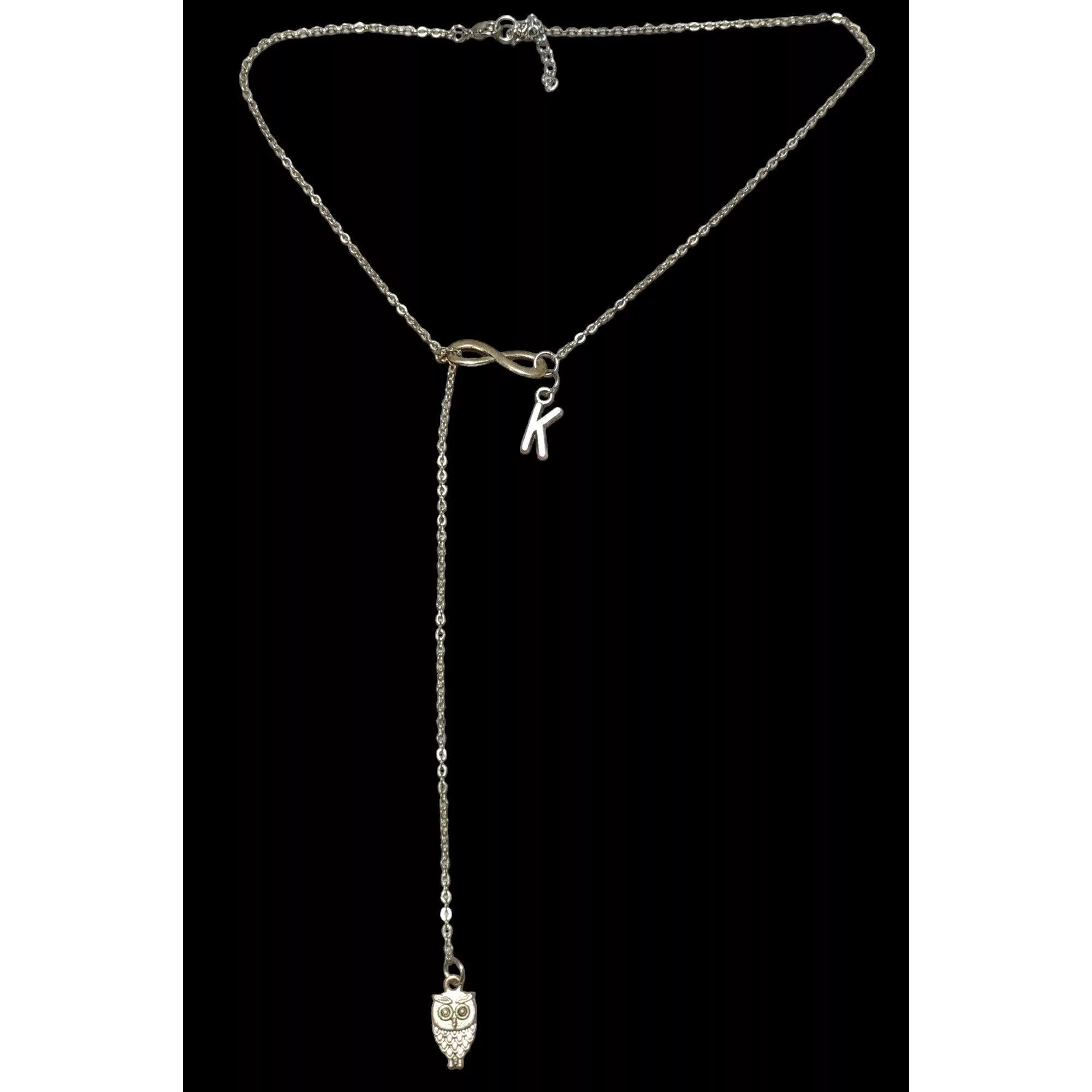 Other Necklaces Other Infinity Owl Initial Drop Necklace Silver