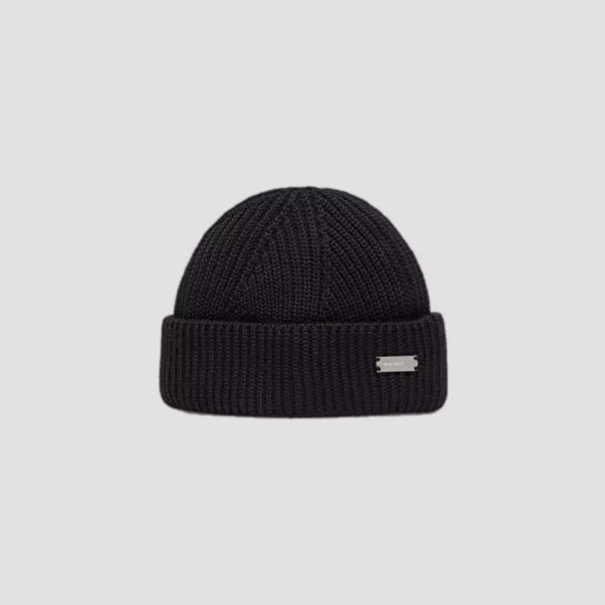 Heliot Emil Hats Heliot Emil Beanie With Metal Plate Logo Black