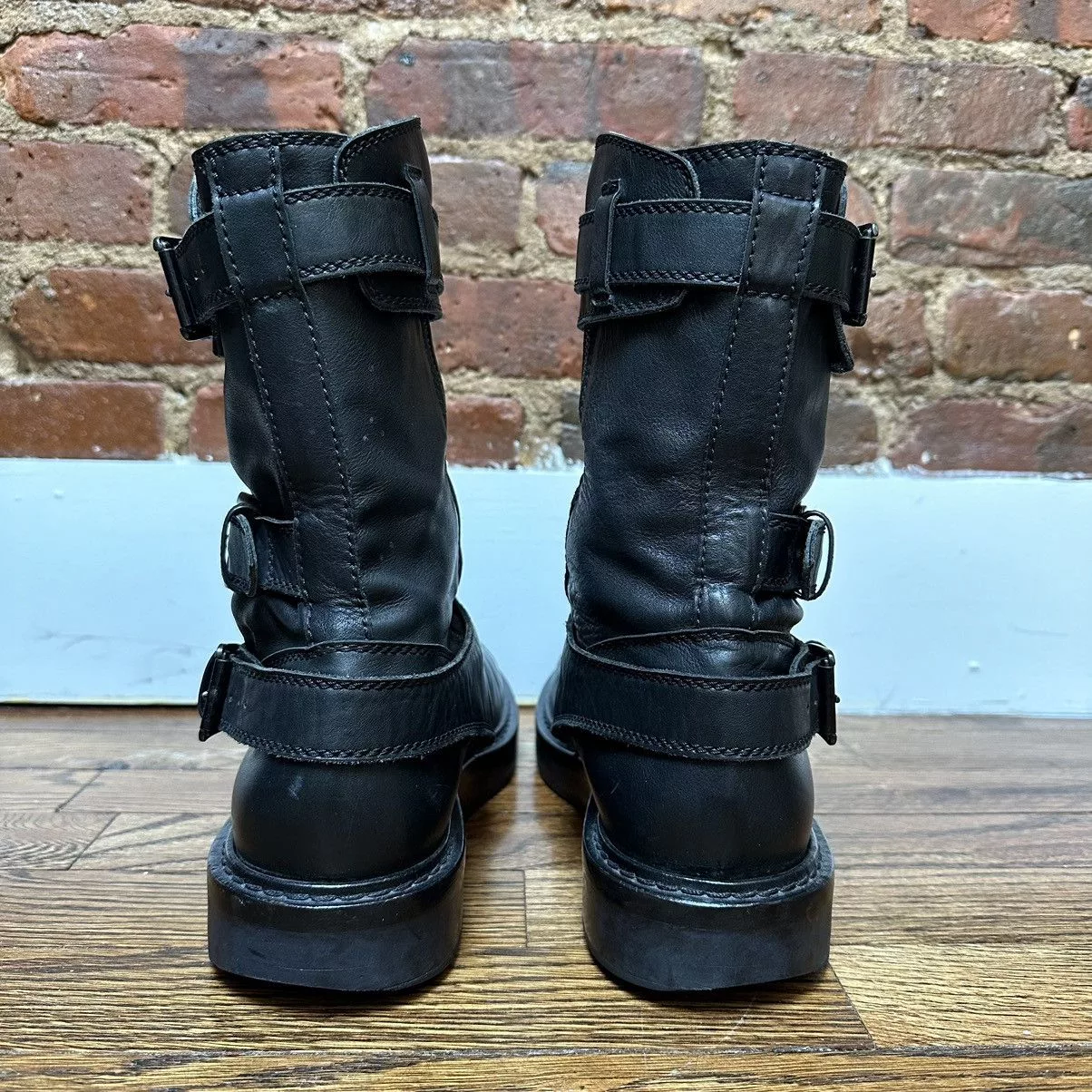 Ann Demeulemeester Boots Ann Demeulemeester Black Leather Space Motorcycle Boots