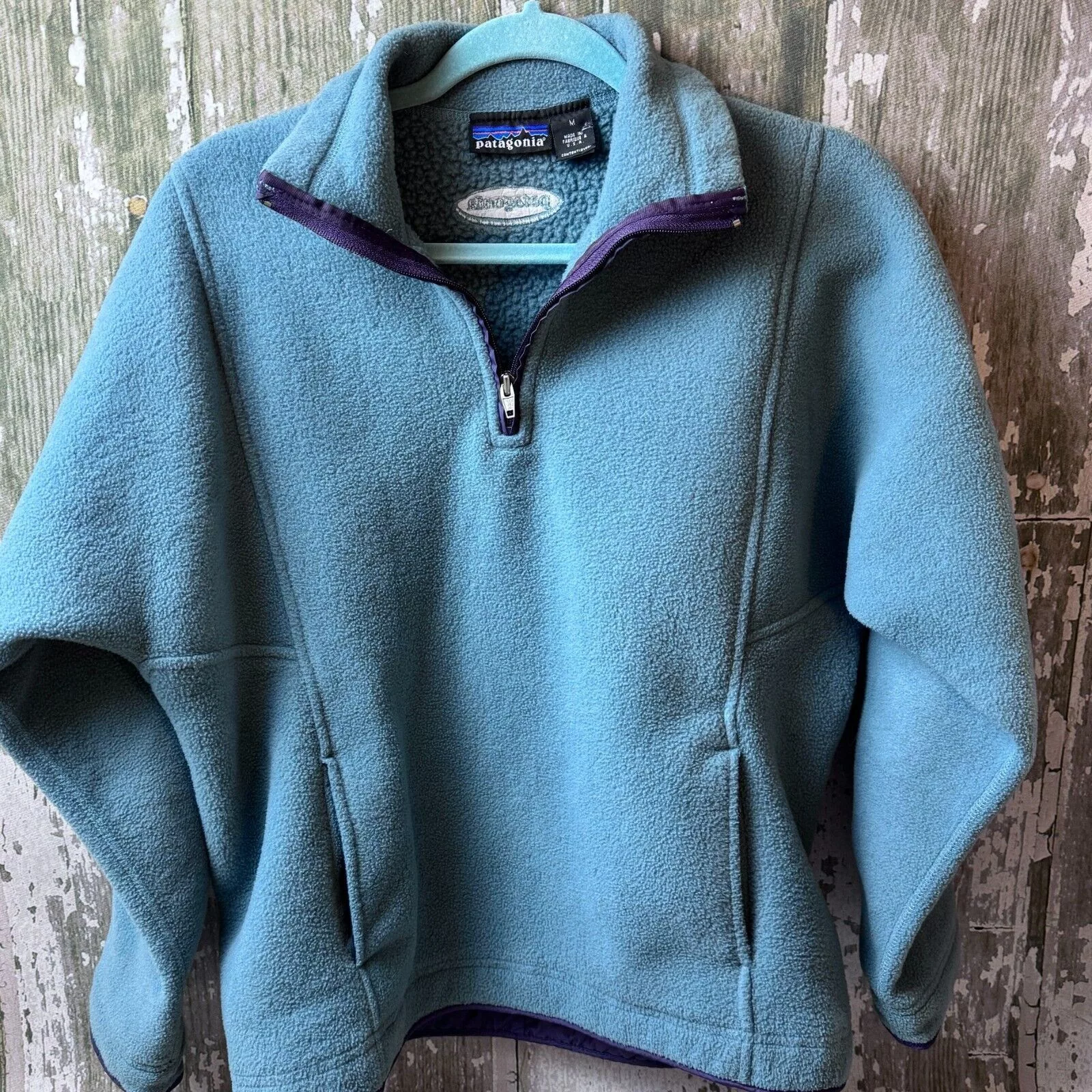 Patagonia Jackets Vtg Patagonia Jacket Womens M 1/4 Zip Fleece Pullover USA Blue