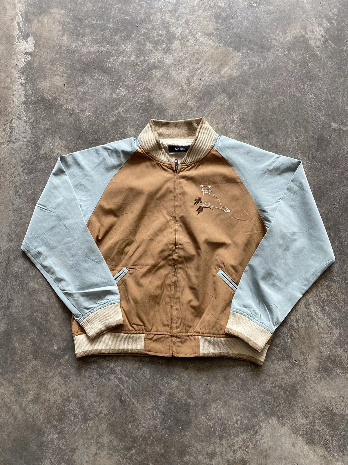 Issey Miyake Bombers Issey Miyake × Japanese Brand × Ne-Net Vintage Ne net Issey Miyake Cat logo Varisity Jacket Blue