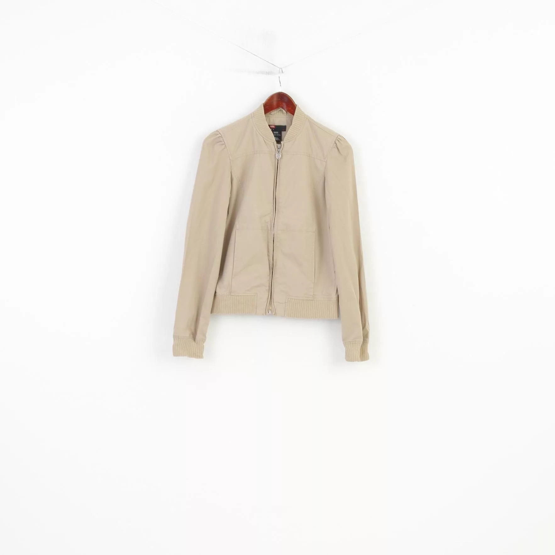 Diesel Jackets Diesel Women M S Jacket Beige Cotton Zip Up 11016