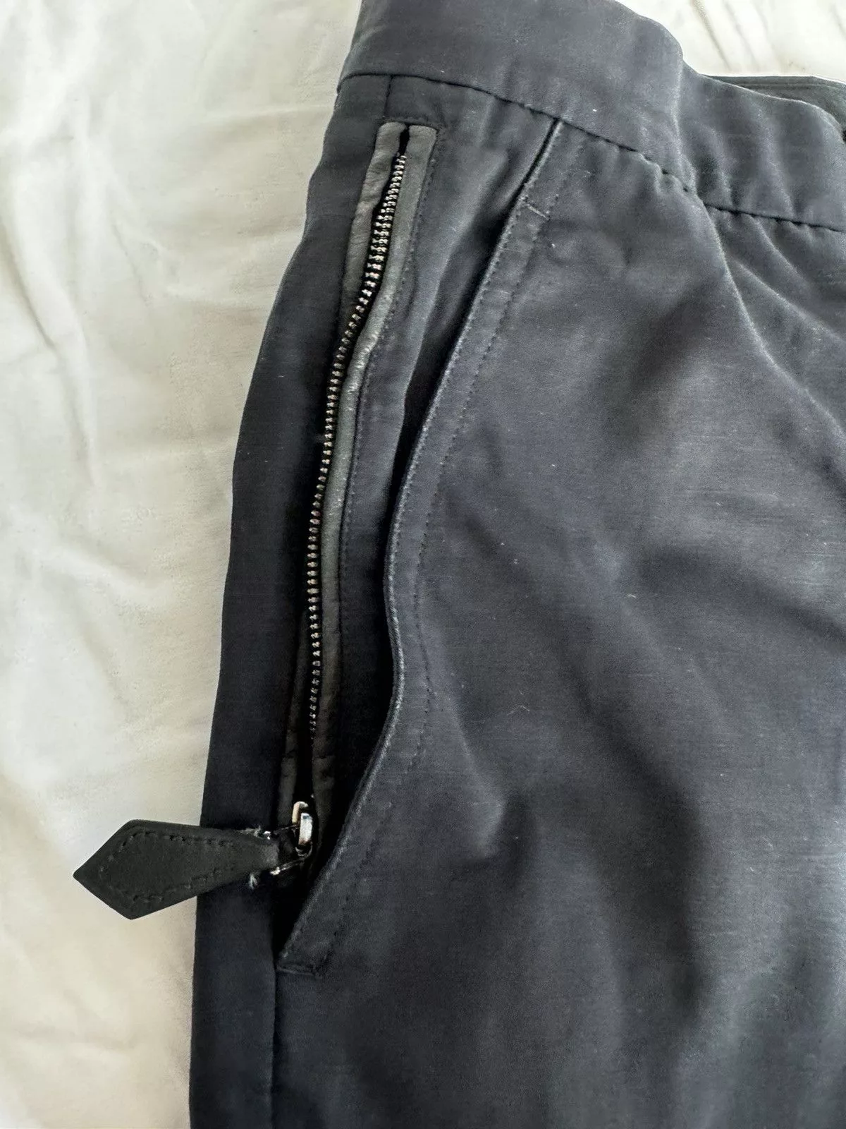 Hermes Casual Pants Hermes black linen cotton pants with leather detailing