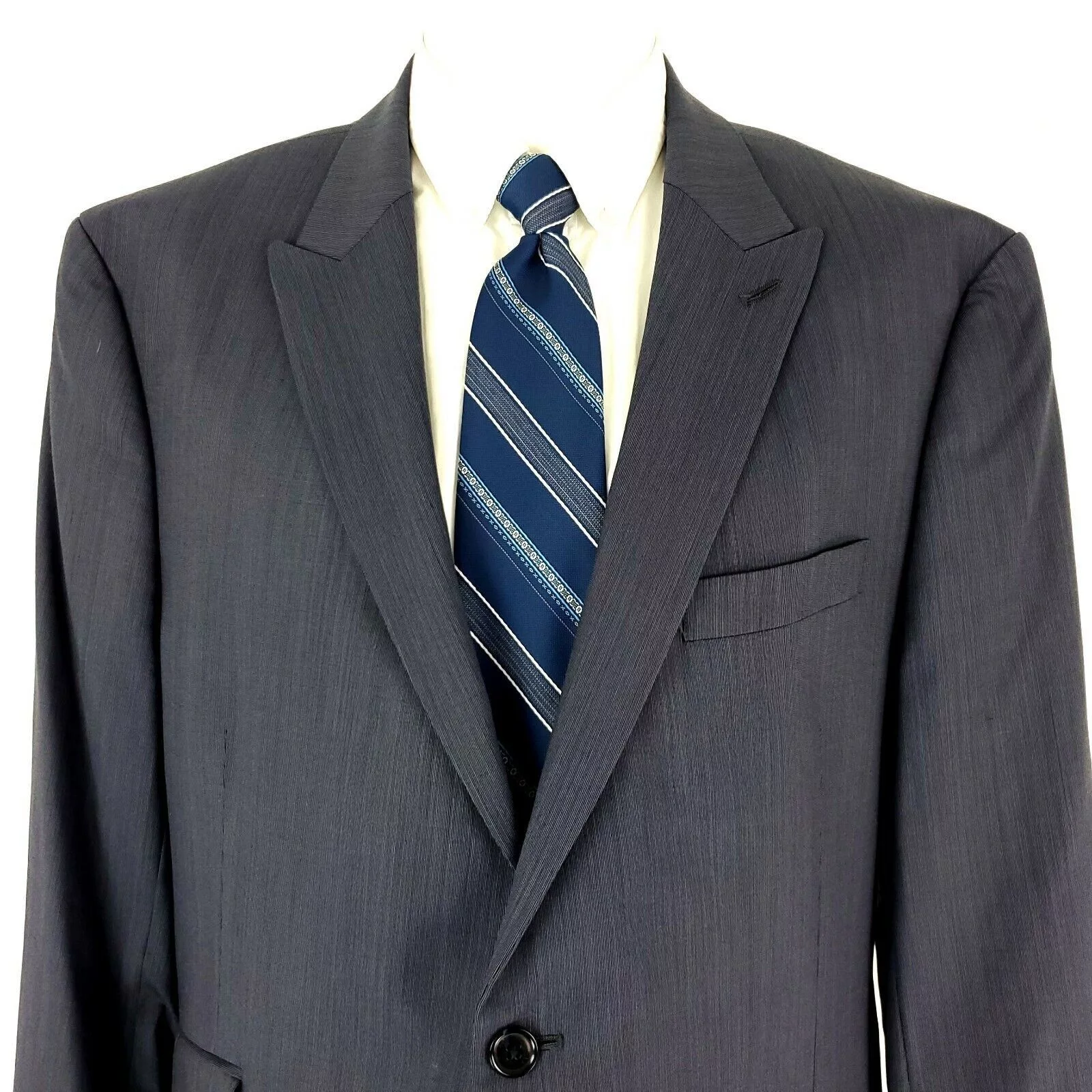Tommy Hilfiger Blazers Tommy Hilfiger Wool 2 Button Blazer 42R Blue Striped Extra P