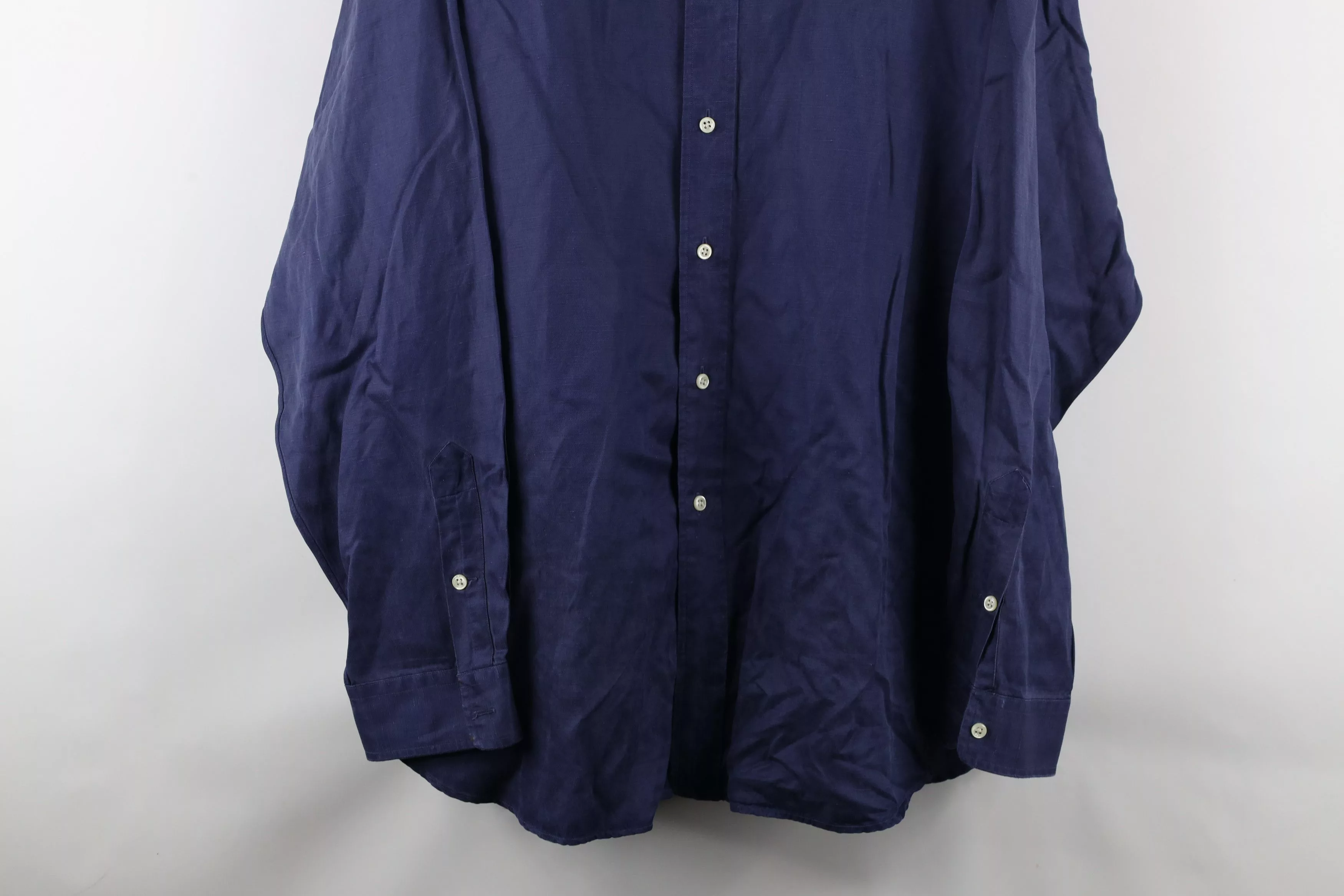 Ralph Lauren Shirts Button Ups Ralph Lauren × Vintage Vintage 90s Ralph Lauren Linen Collared Button Down Shirt Blue