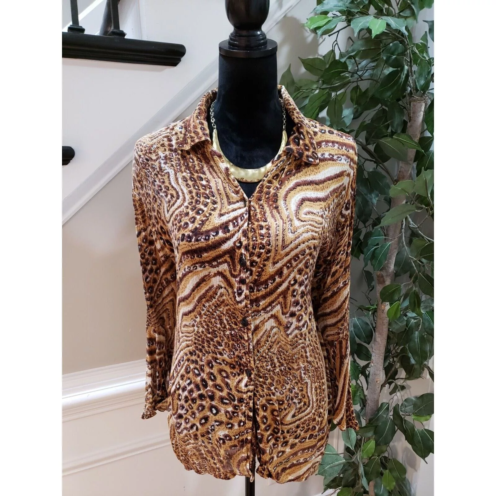 Other Button Ups Other MPH Collection Collared Long Sleeve Button Down Shirt 2X Brown
