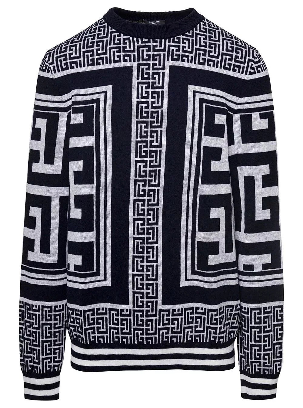 Balmain Sweaters Balmain o1w1db10624 Maxi Monogram Scarf Sweater in Black