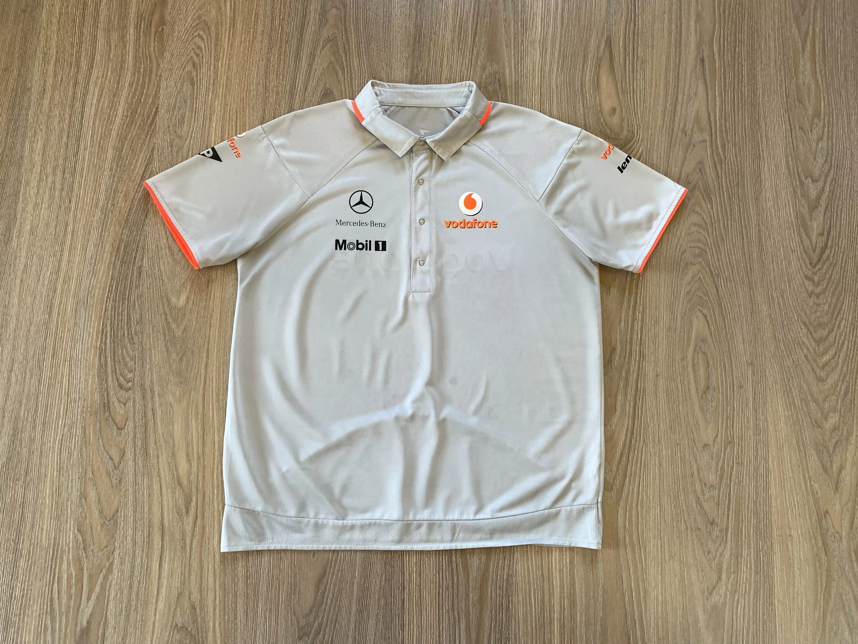 Formula 1 Short Sleeve T Shirts Formula 1 × Mercedes-Benz × Vintage Vintage McLaren Mercedes Benz Vodafone Racing Polo Gray