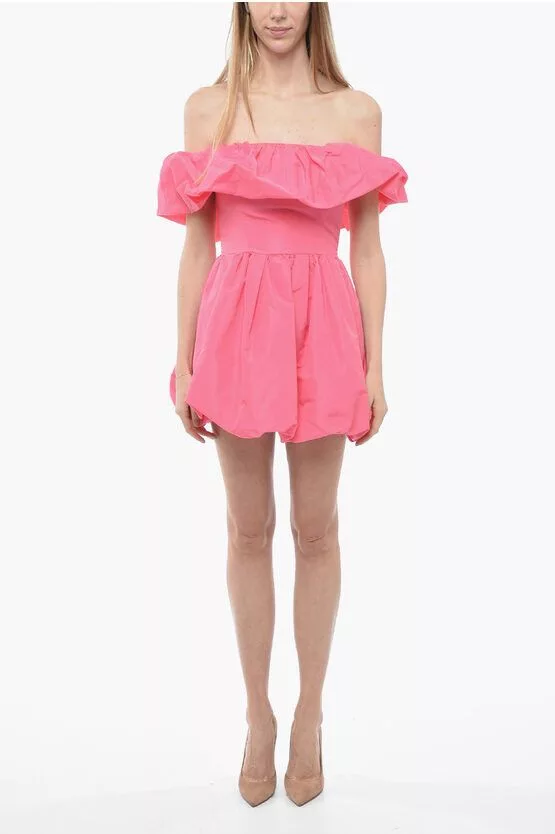 MSGM Mini Dresses MSGM og1mm0724 Off Shoulder Mini Dress in Pink