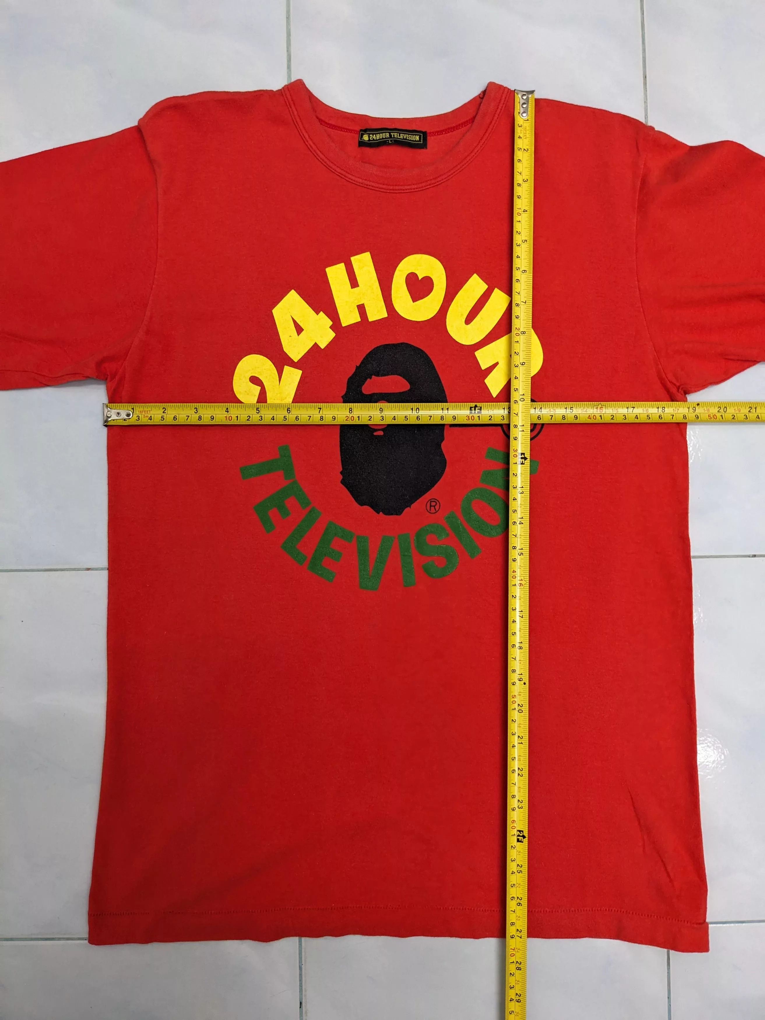 Bape Short Sleeve T Shirts Bape 24 Hours Television Tee Red