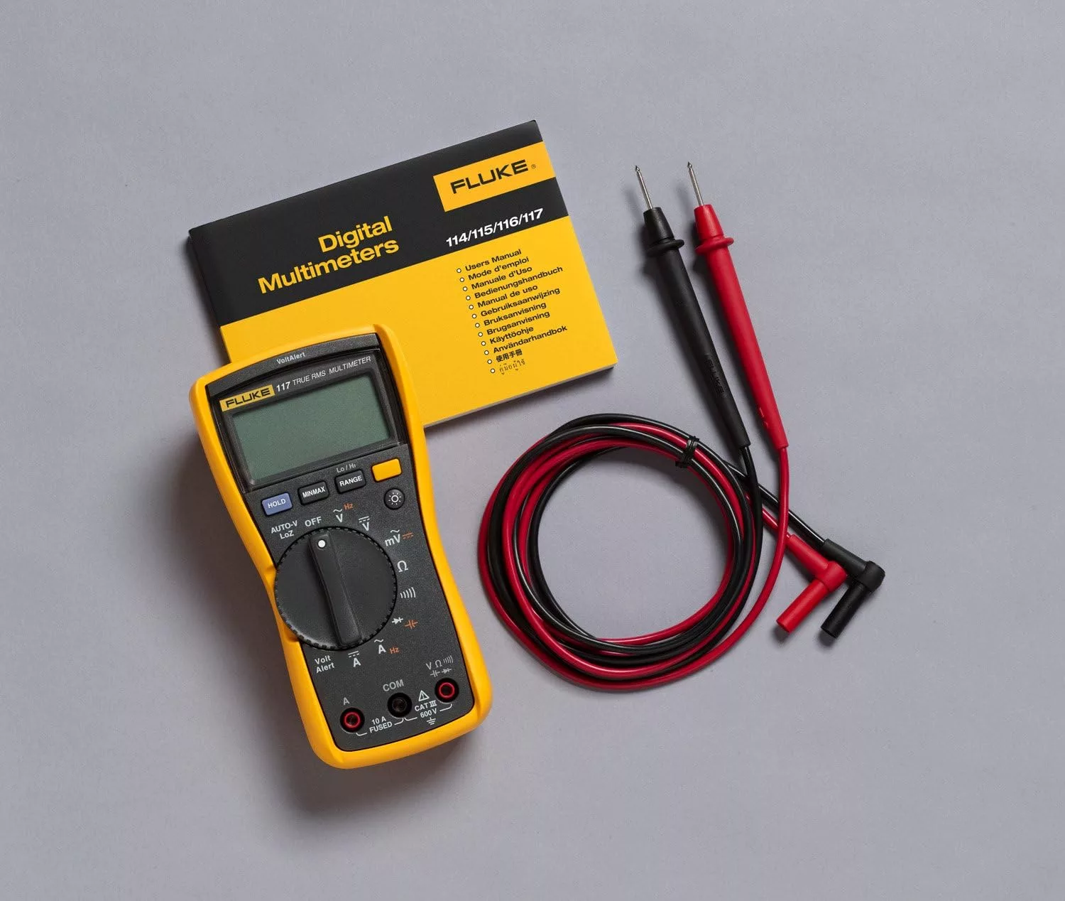 Fluke 117 Digital Multimeter, Non-Contact AC Voltage Detection, Measures Resistance/Continuity/Frequency/Capacitance/Min Max Average, Automatic AC/DC Selection, Low Impedance Mode