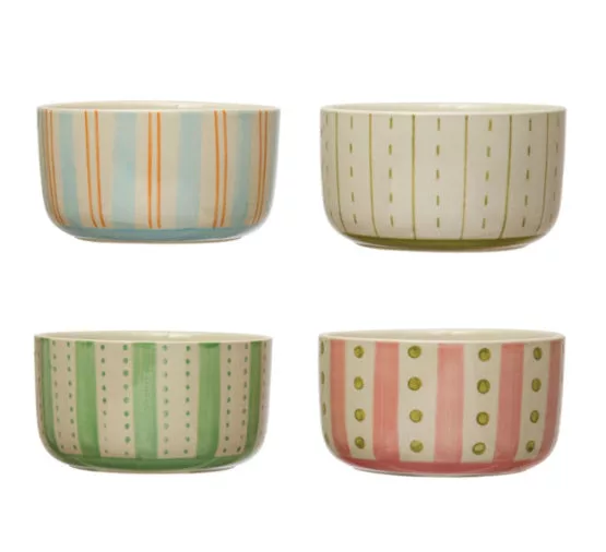 Hand-Painted Stoneware Bowl w/ Pattern, asst
