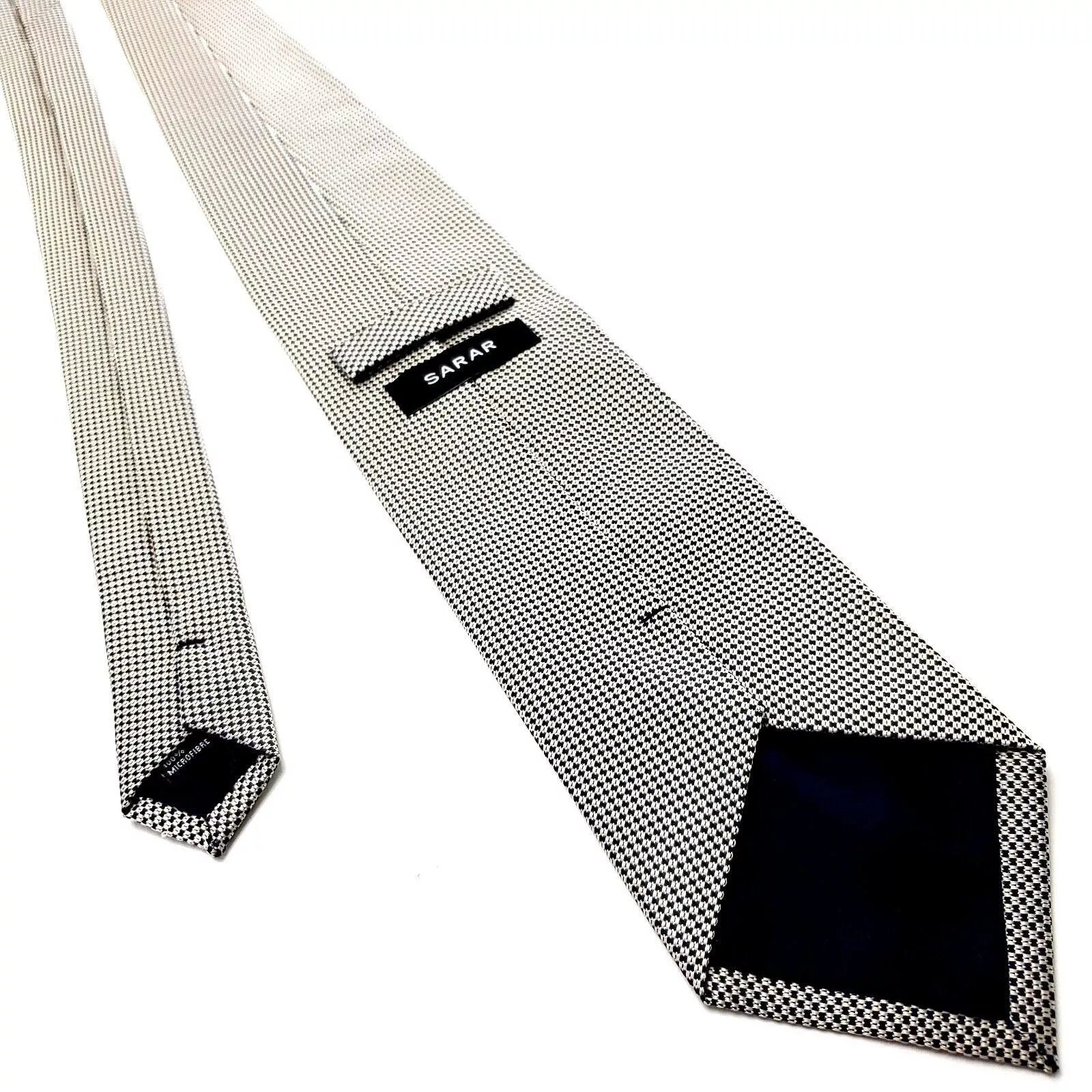 Sarar Ties Pocketsquares Sarar Gray Microfiber Tie Woven Micro Check
