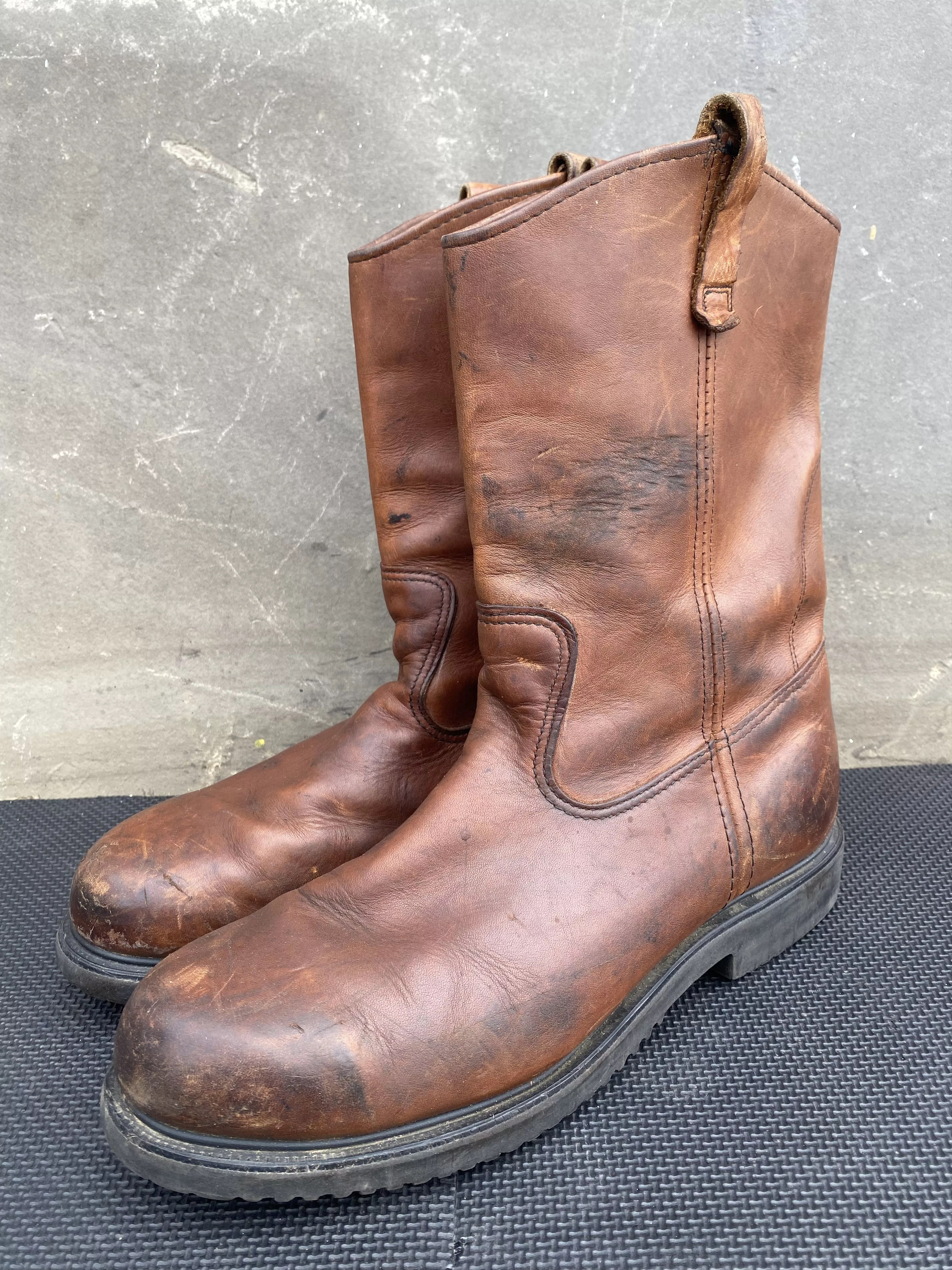 Red Wing Boots Red Wing Vintage Pecos Steel Toe Slip On Work Supersole 1 Brown