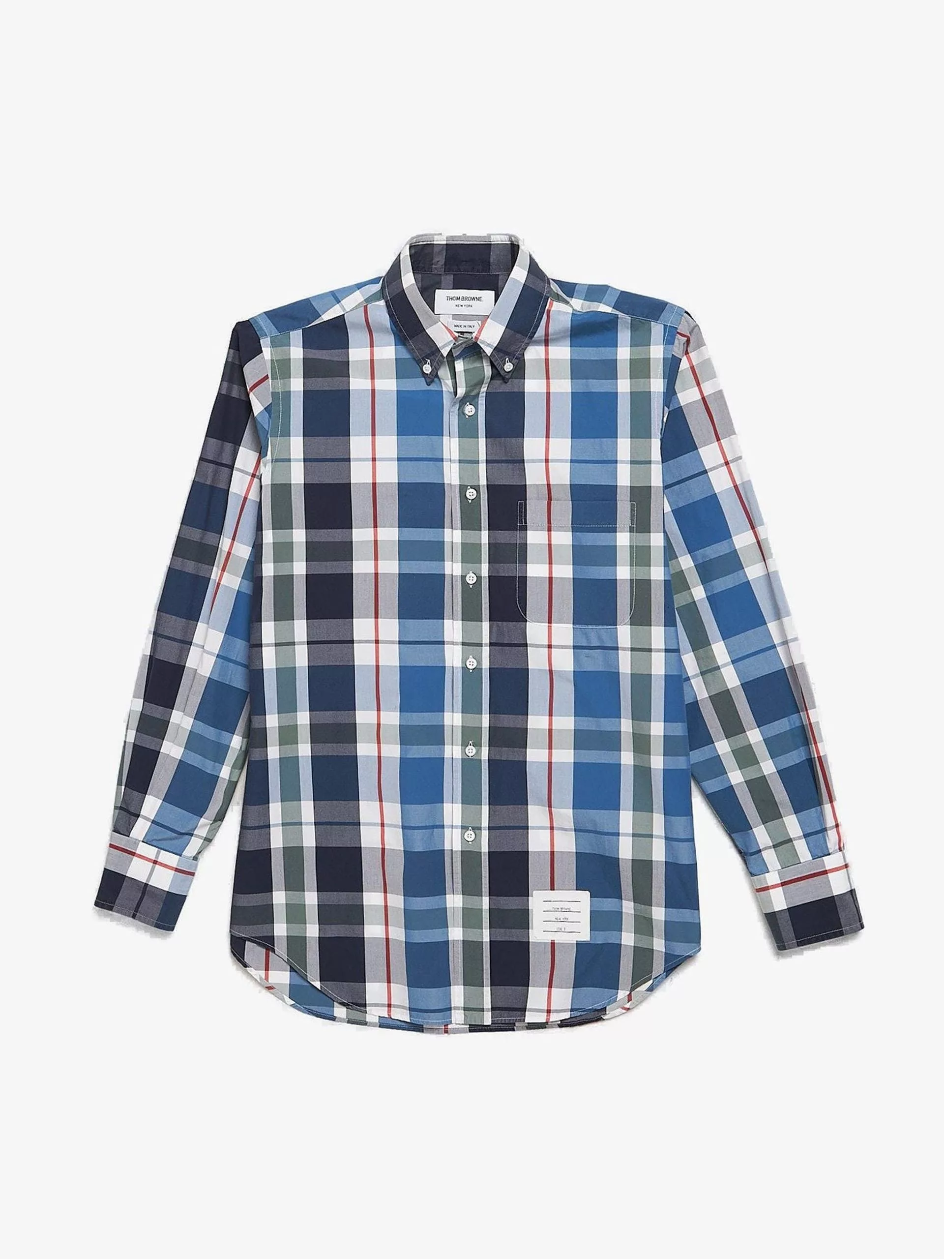 Thom Browne Long Sleeve T Shirts Thom Browne Colorblock Checkered & Striped Cotton Shirt